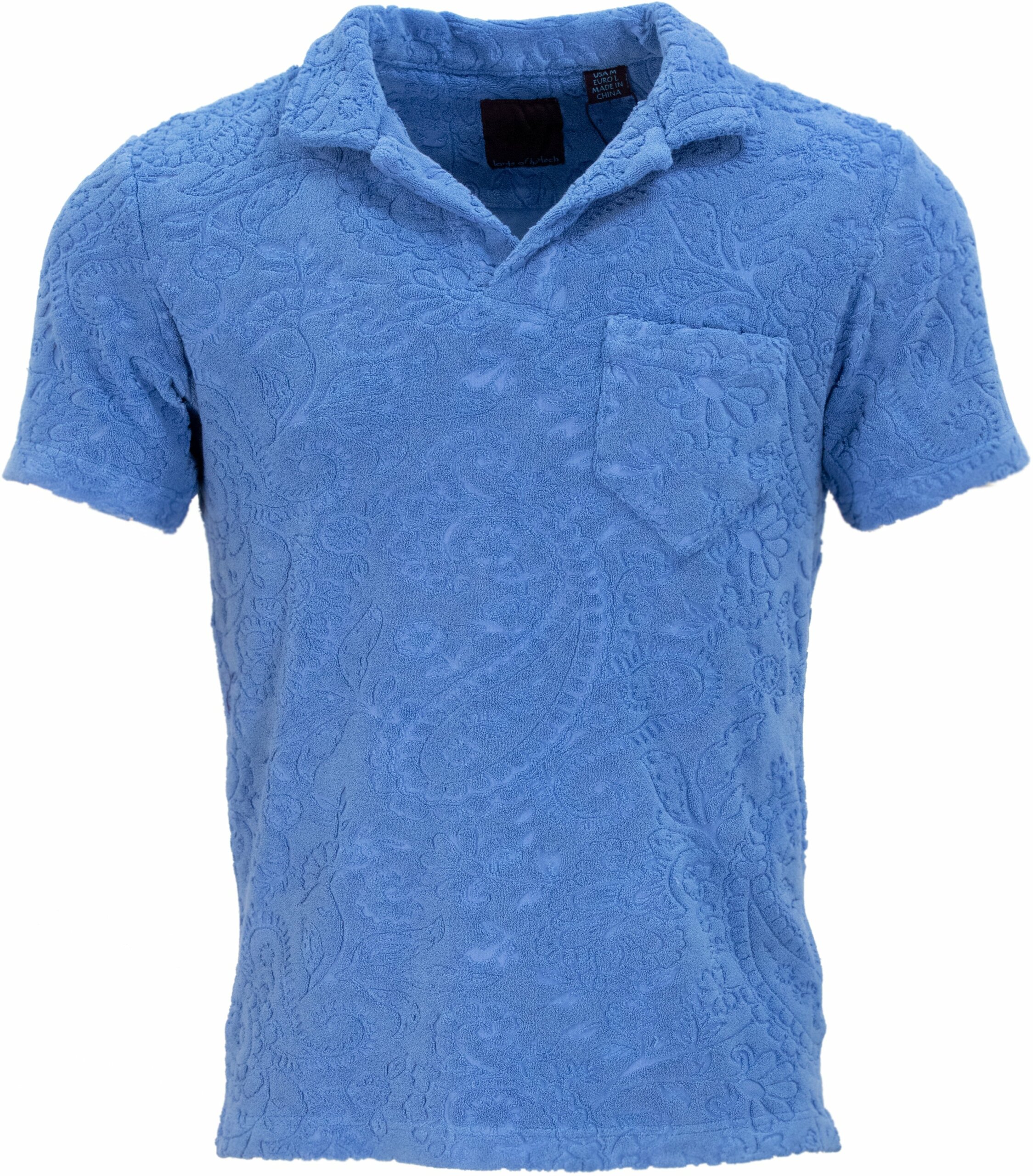 Men's Blue Johnny Towel Polo Shirt In Royal Small Lords of Harlech