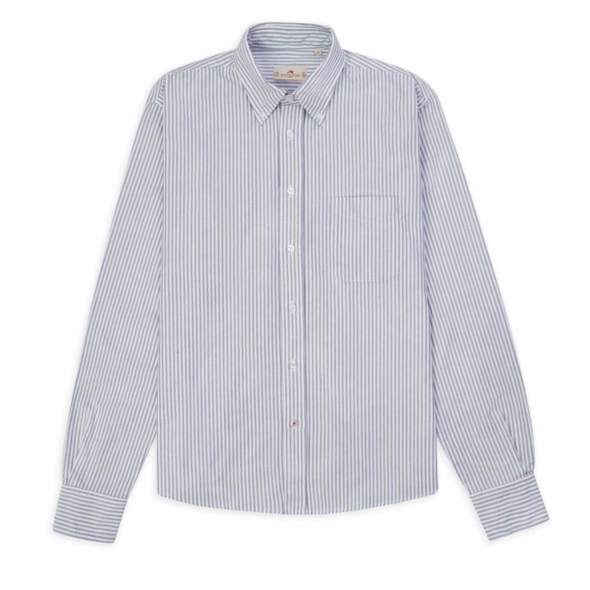 Men's Blue Oxford Button-Down Shirt - Stripe Small Burrows & Hare