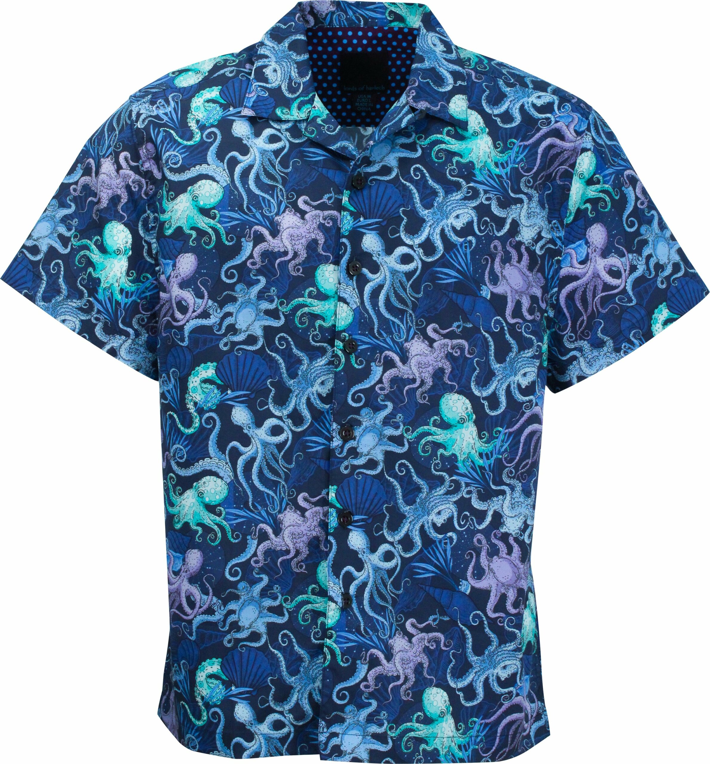 Men's Blue / Pink / Purple Ralph Octopus Party Camp Shirt In Navy Small Lords of Harlech