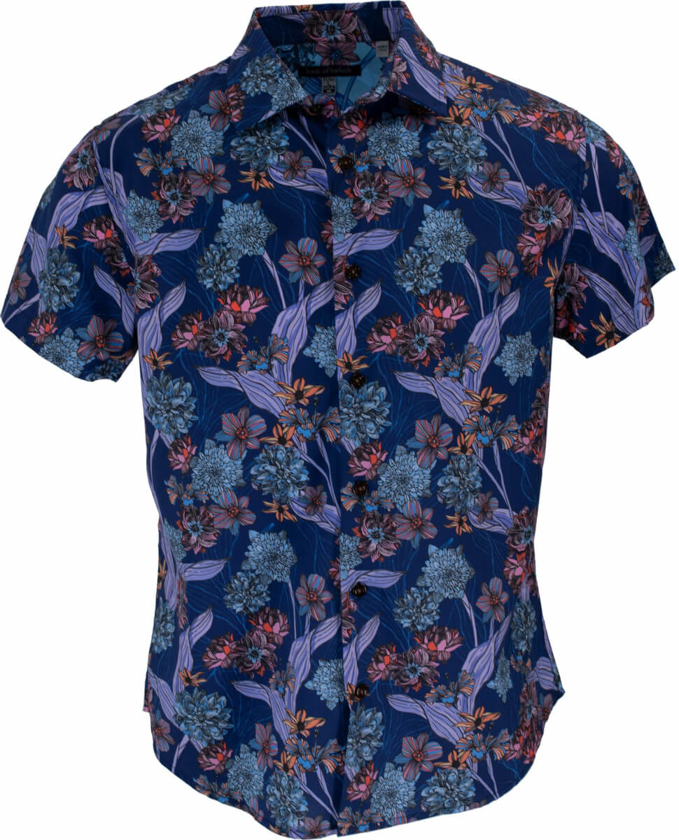 Men's Blue / Pink / Purple Scott Ocean Floral Shirt In Navy Small Lords of Harlech