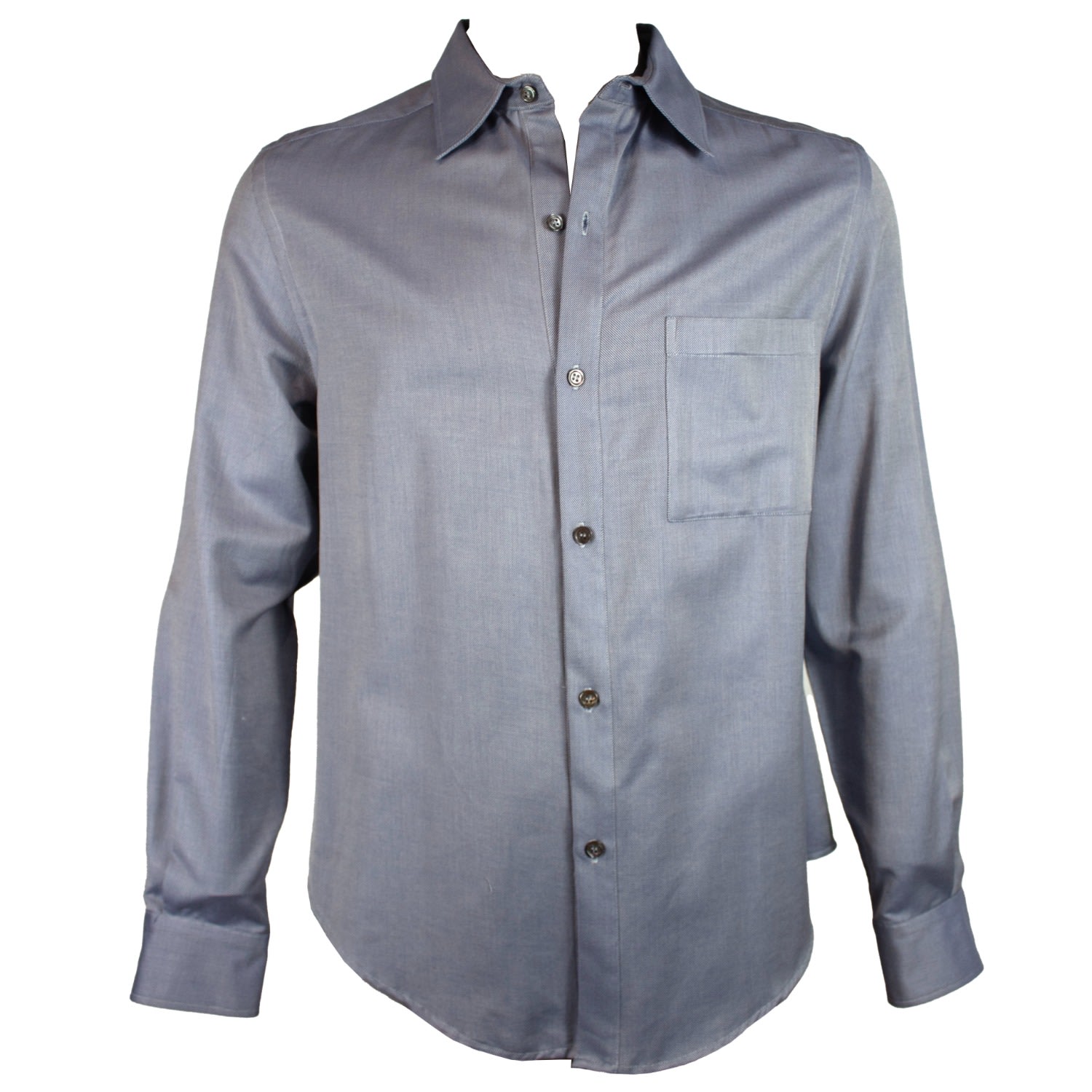 Men's Blue Twill Button Down Shirt Medium hols. e
