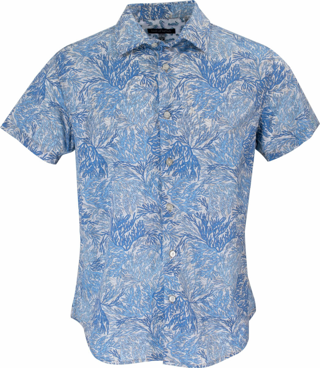 Men's Blue / White / Grey Scott Coral Shadow Shirt In Ivory Extra Small Lords of Harlech