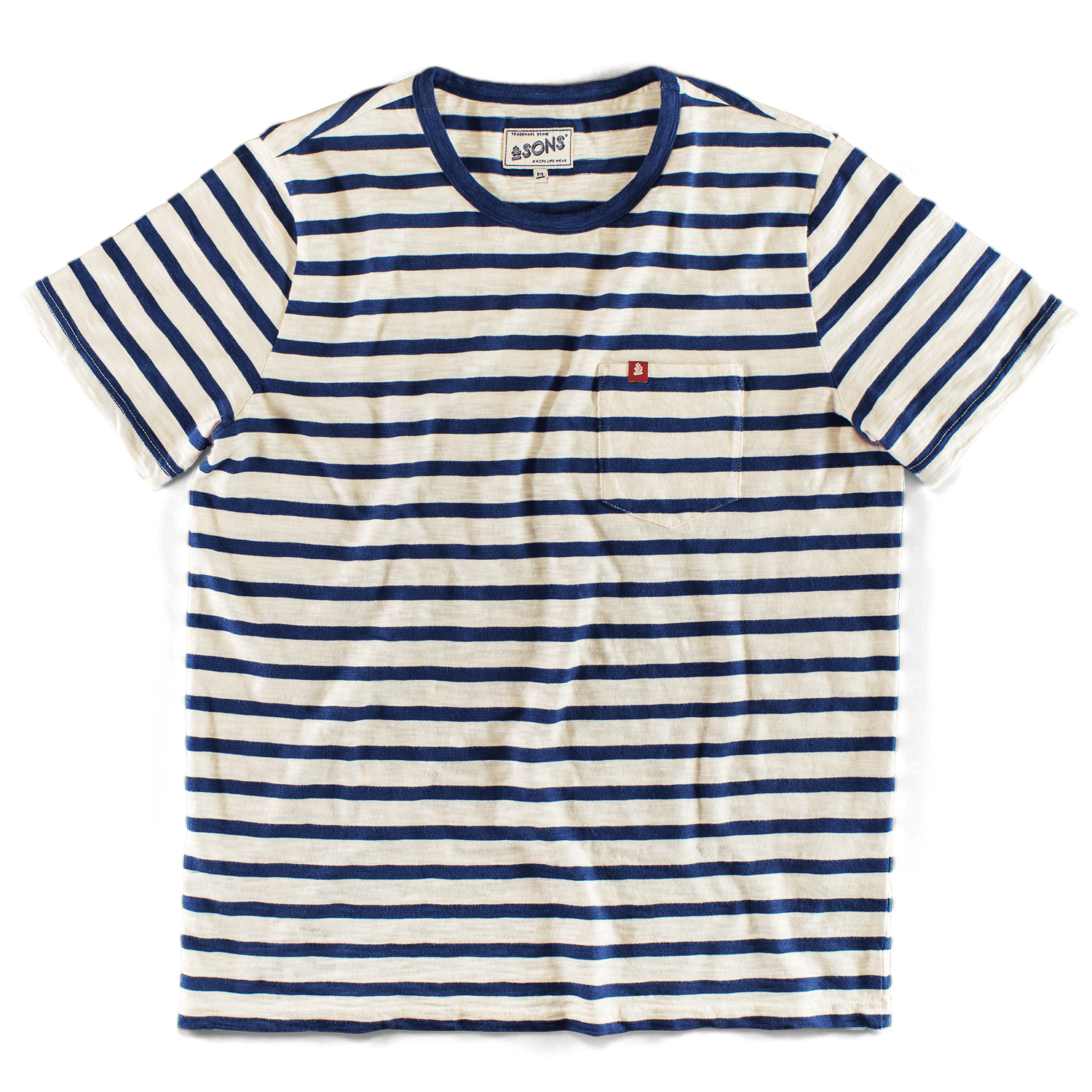 Men's Breton Striped T Shirt Blue Small &SONS Trading Co