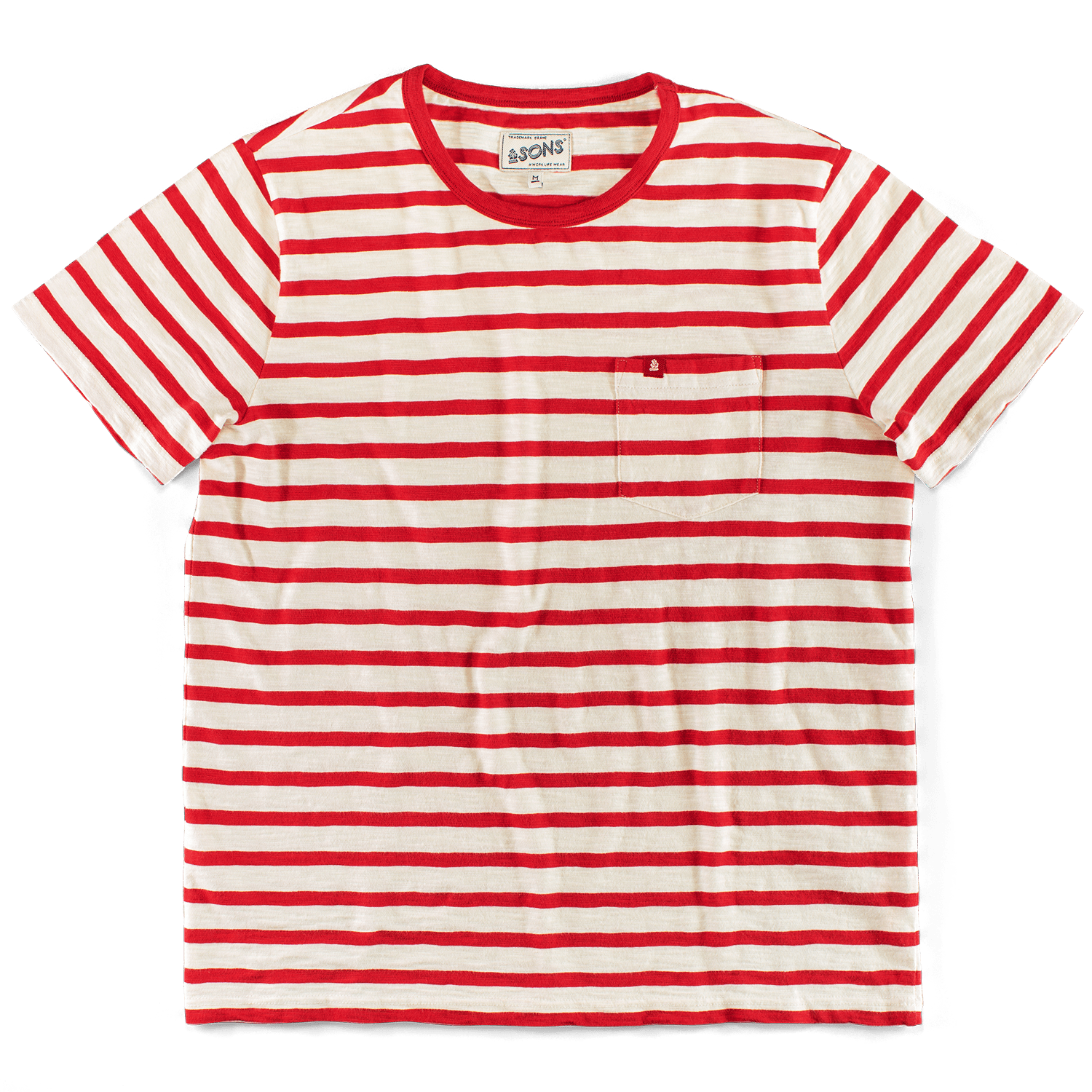Men's Breton Striped T Shirt Red Small &SONS Trading Co