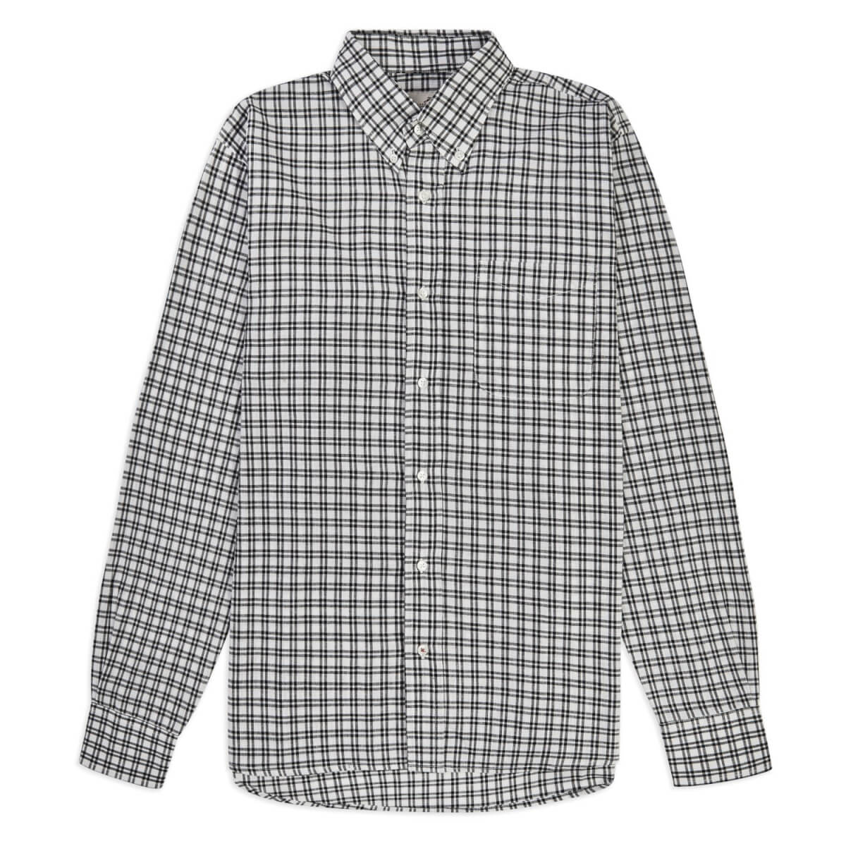 Men's Check Button Down Shirt - Black & White Small Burrows & Hare