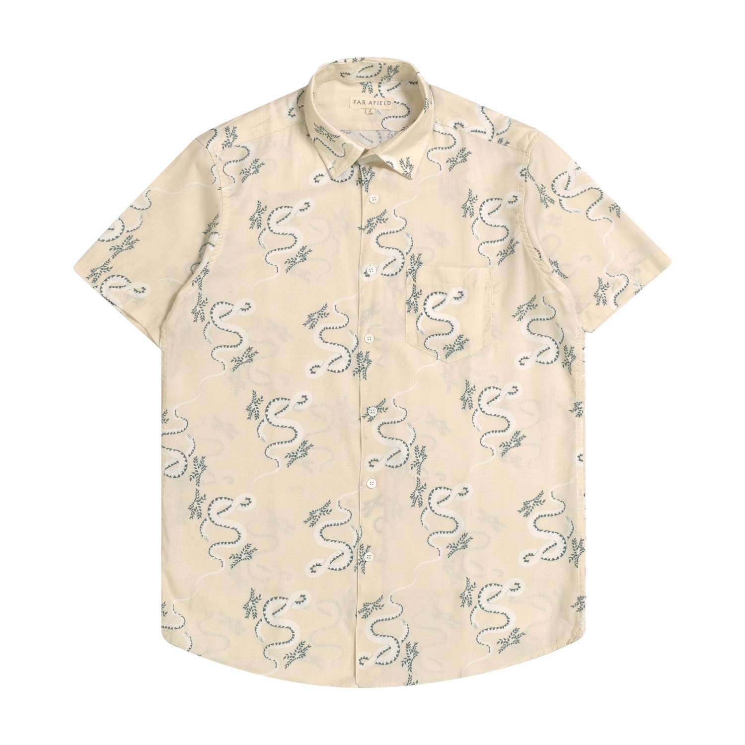 Men's Classic S/S Shirt - Hiss - Seed Pearl Small Far Afield