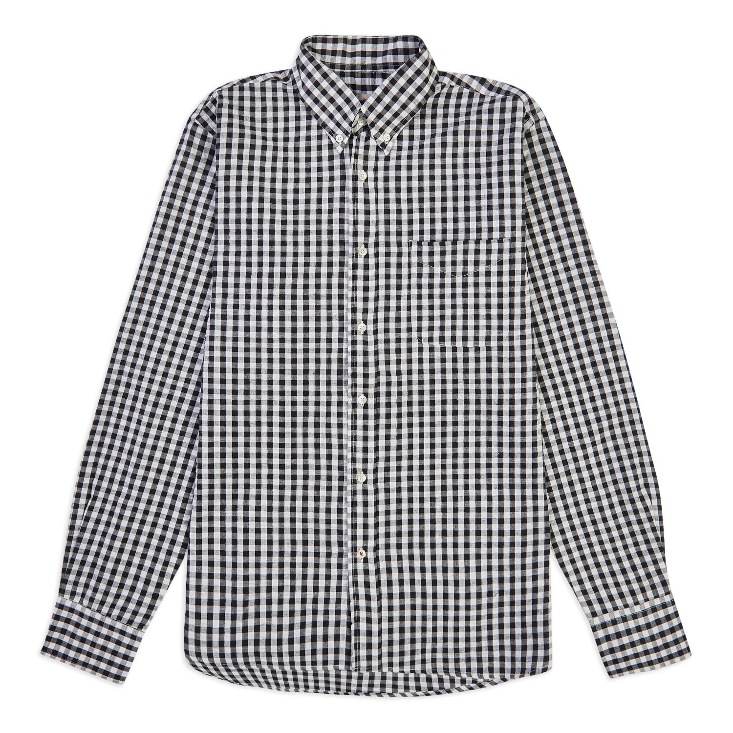 Men's Gingham Button Down Shirt - Black Small Burrows & Hare