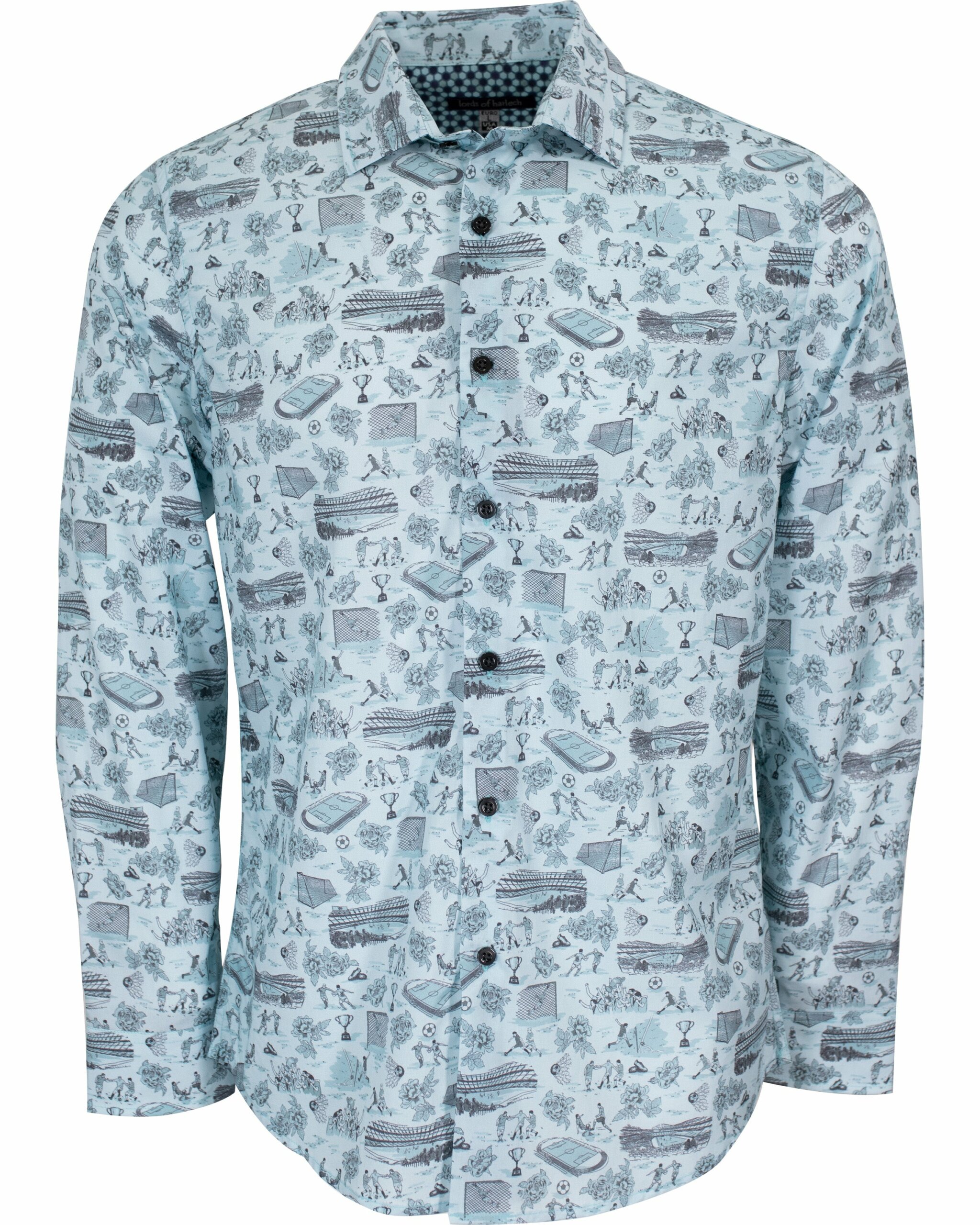 Men's Green / Blue / Grey Nigel Soccer Toile Shirt In Nile Small Lords of Harlech