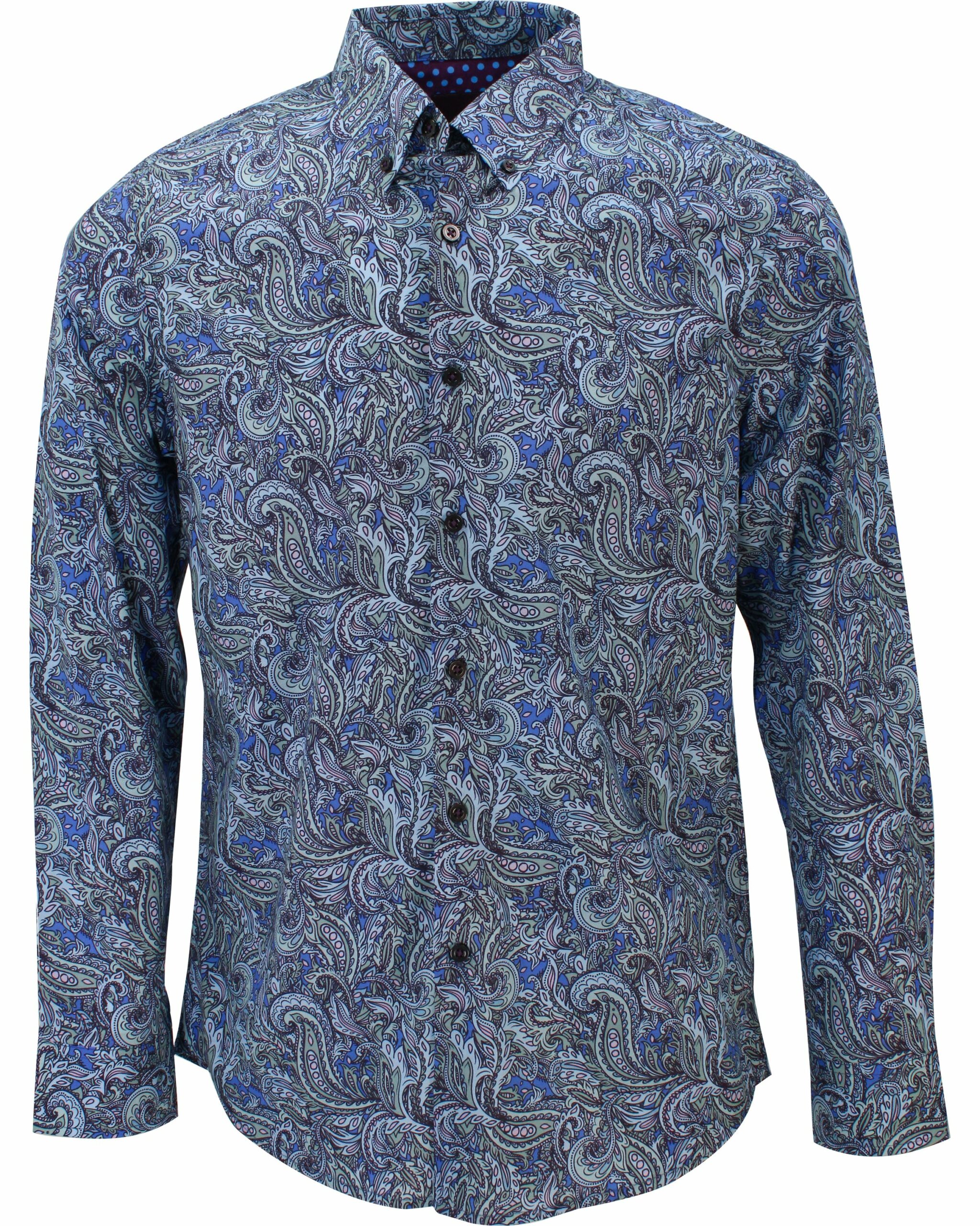 Men's Green / Blue Mitchell Paisley Goal Shirt In Ocean Small Lords of Harlech