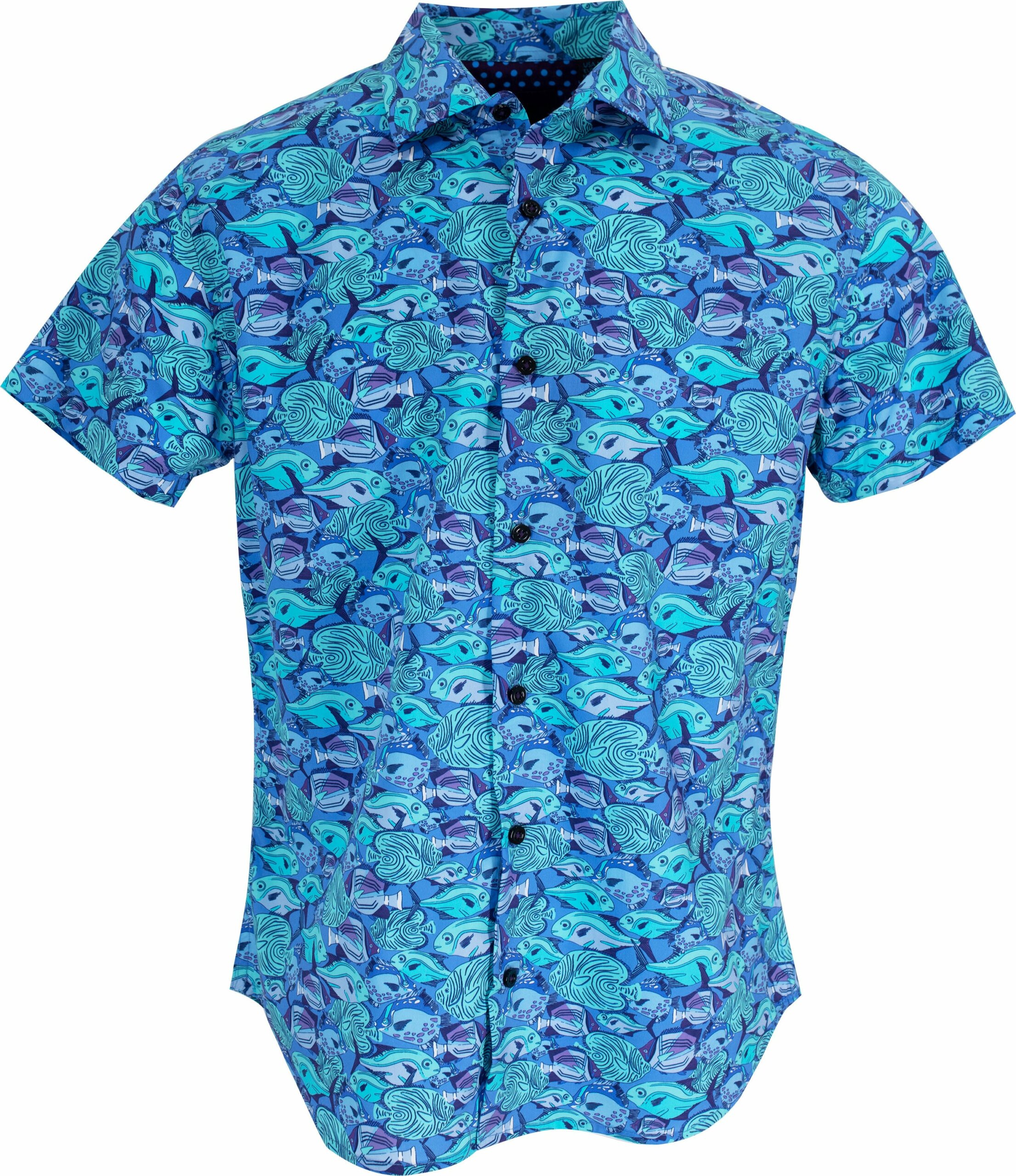 Men's Green / Blue / Pink George Fish Skool Shirt In Lagoon Small Lords of Harlech