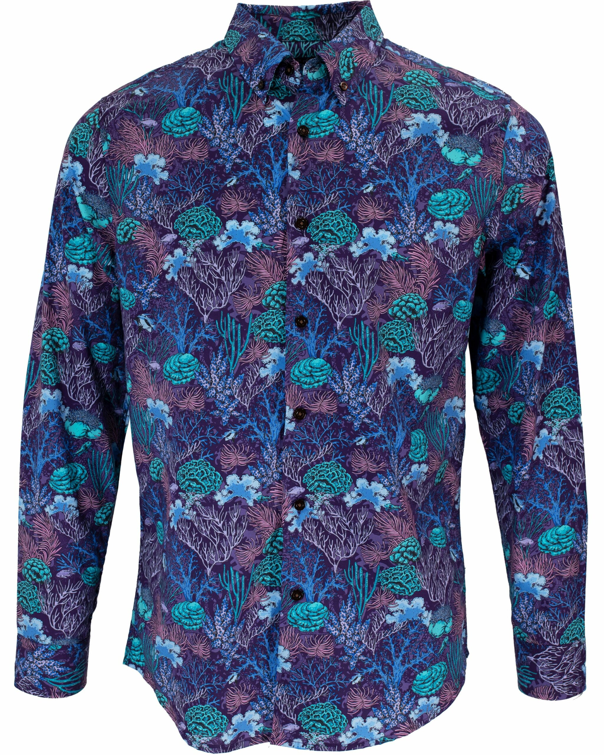 Men's Green / Blue / Pink Morris Coral Garden Shirt In Purple Extra Small Lords of Harlech