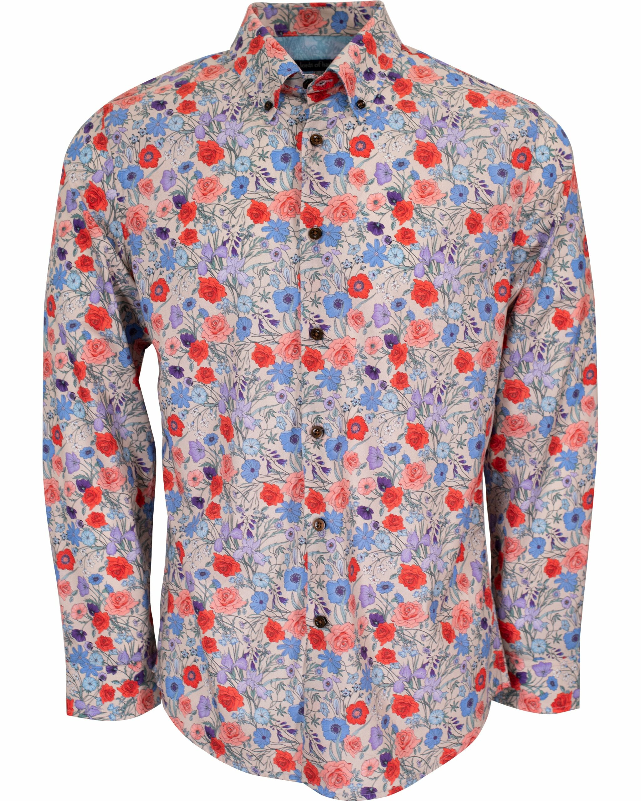Men's Green / Blue / Pink Morris Rose Floral Shirt In Pumice Small Lords of Harlech
