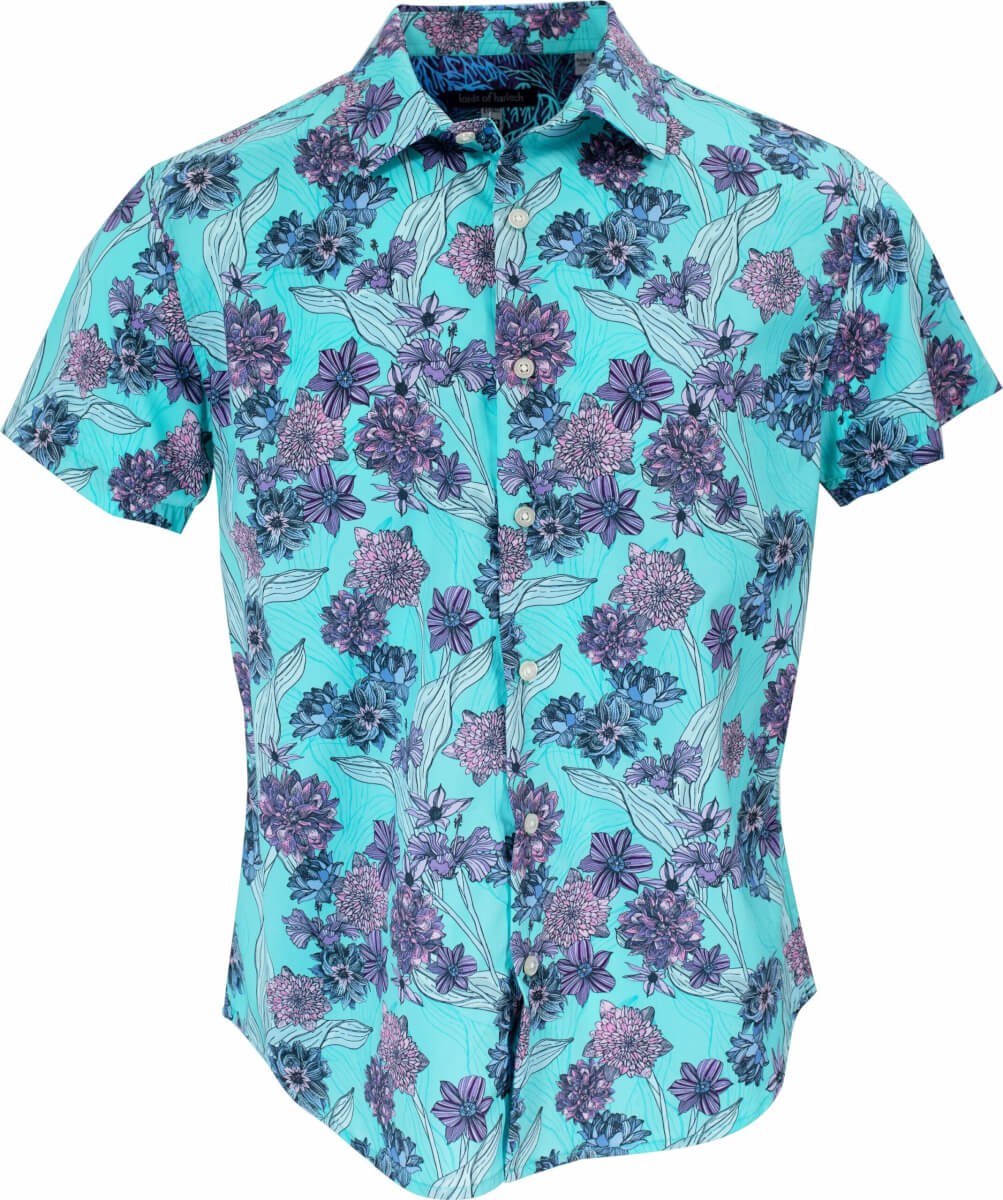 Men's Green / Blue / Pink Scott Ocean Floral Shirt In Lagoon Small Lords of Harlech