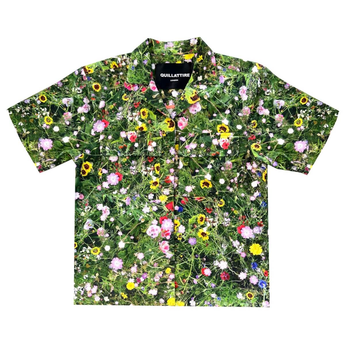 Men's Green Meadow Printed Shirt Small Quillattire