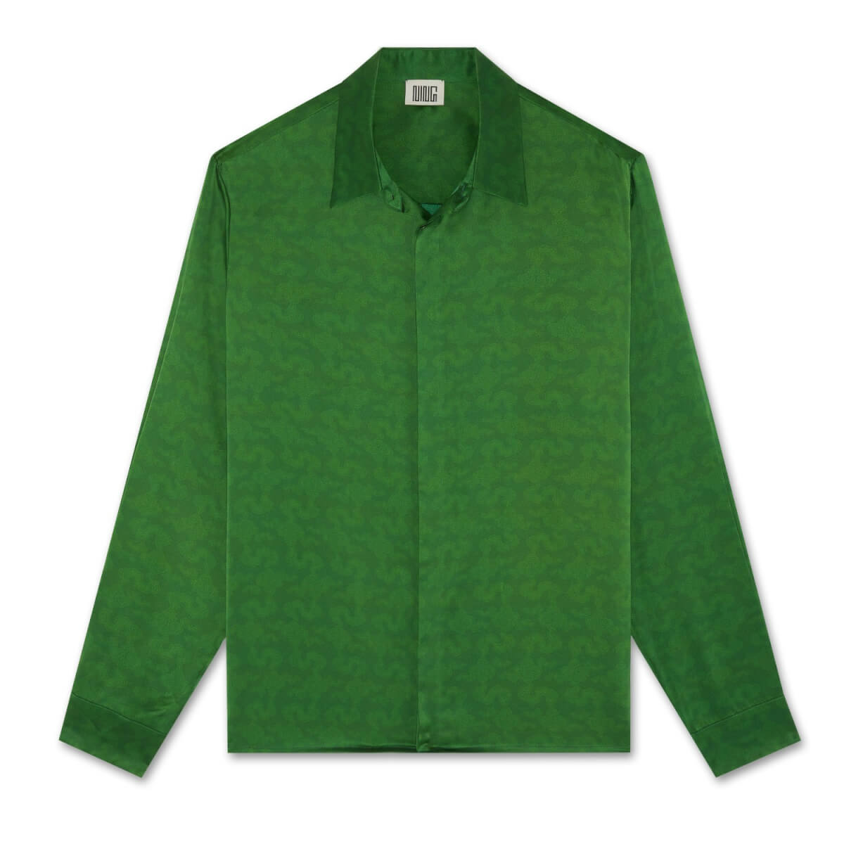 Men's Green Resort Cloud Long Sleeve Silk Shirt Formal Garden Small Ning Dynasty