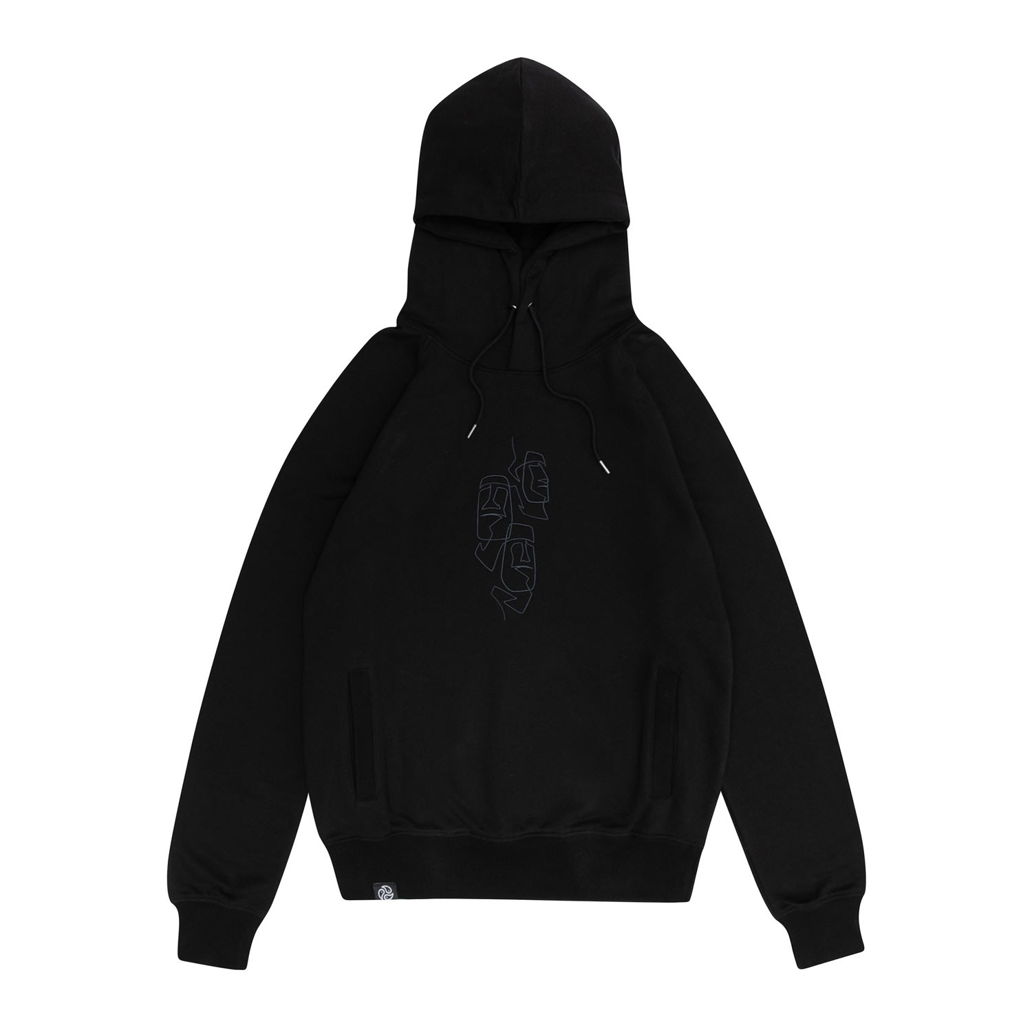 Men's Heads Embroidered Organic Cotton Heavyweight Hoodie - Black Extra Small TOMOTO