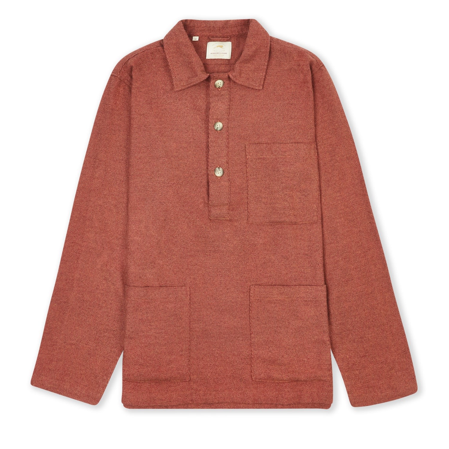 Men's Houndstooth Pull Over Shirt - Red XXL Burrows & Hare