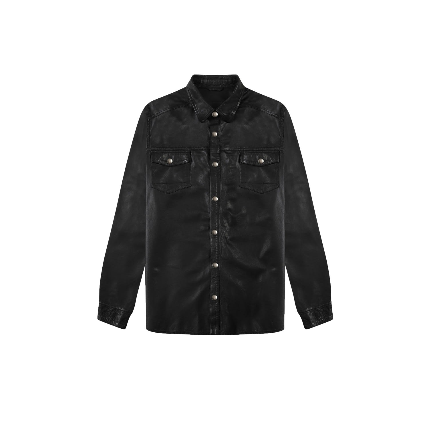 Mens Leather Shirt - Black Extra Small Wolf & Badger