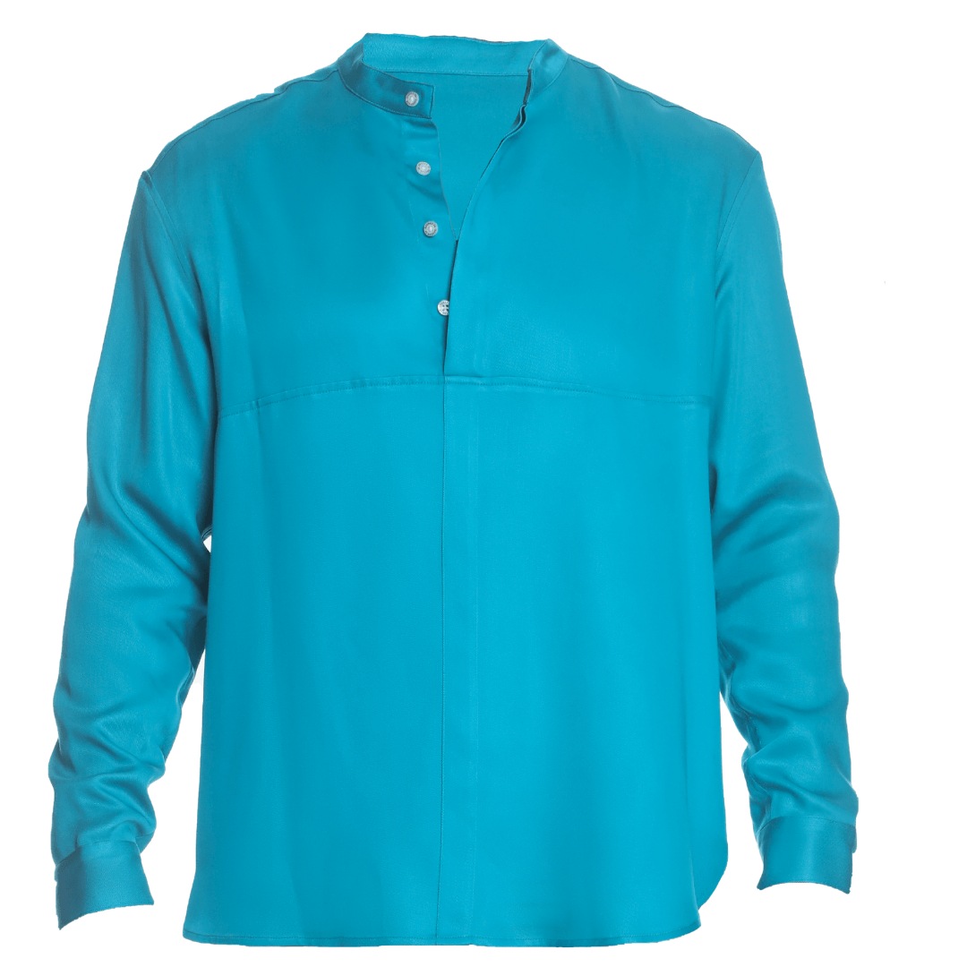 Men's Long Sleeve Lounge Hyde Park Shirt - Turquoise S/M SHOKAN 28