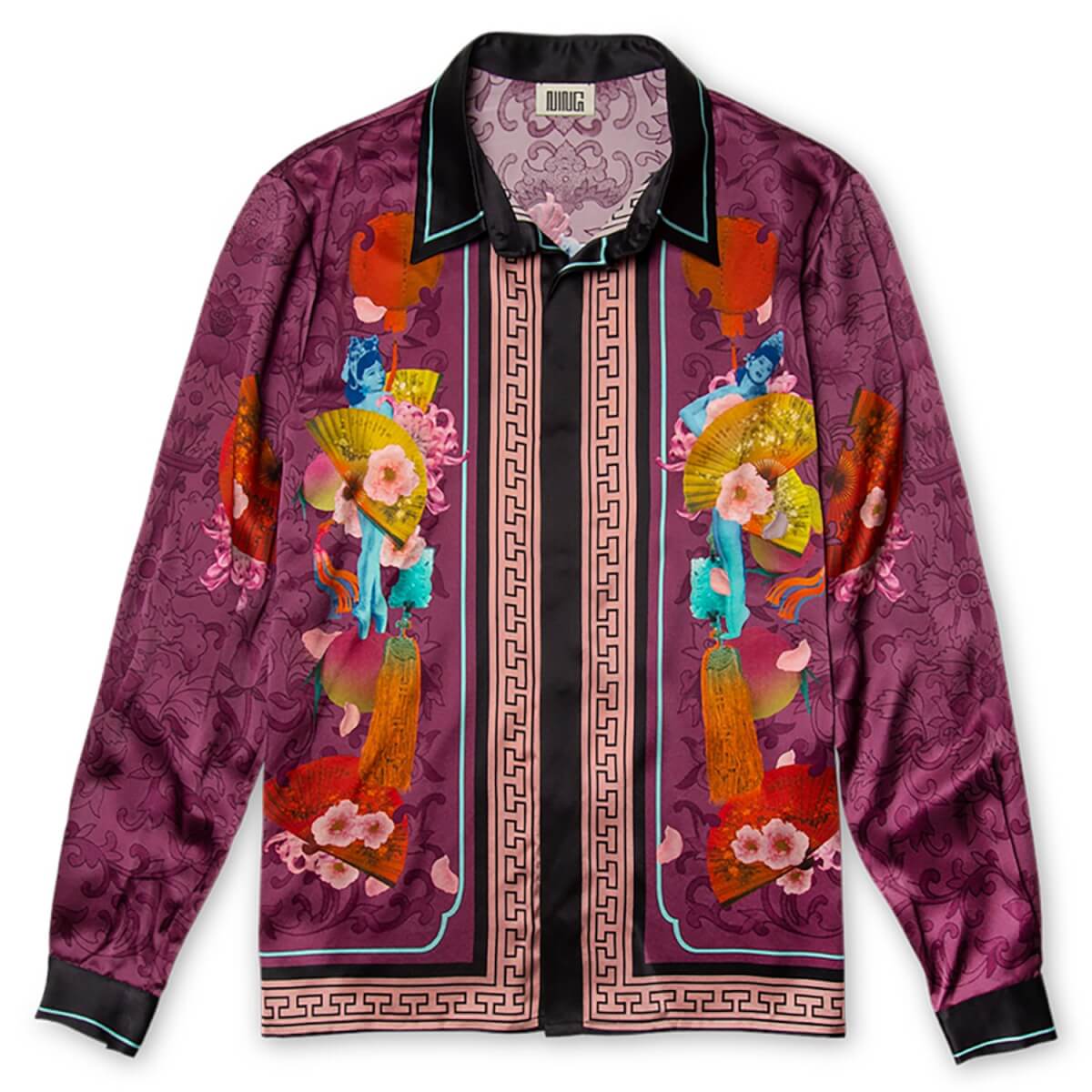 Men's Mulberry Silk Shirt In Burgundy Small Ning Dynasty