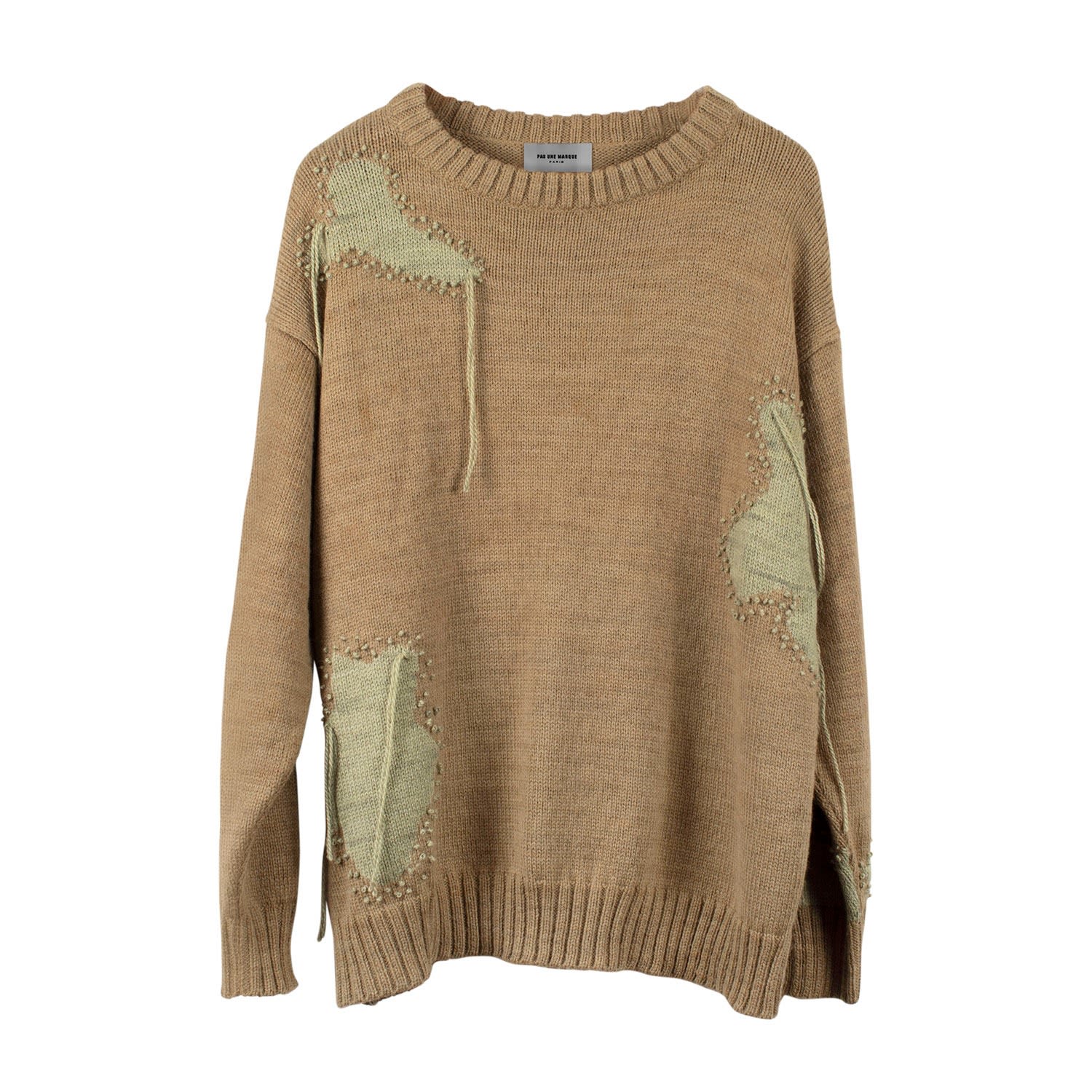 Men's Neutrals Knitted Distressed Sweatshirt Moss Green Small Pas Une Marque