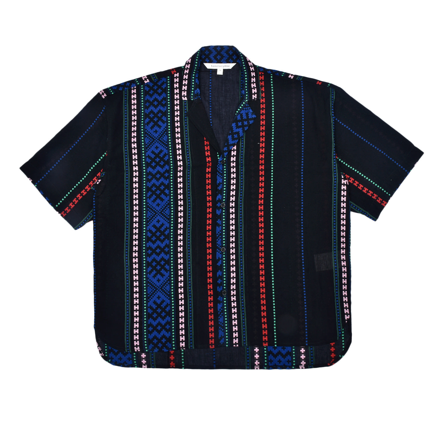 Men's Ns01 Summer Shirt In Black Galaga Cotton Small LaneFortyfive