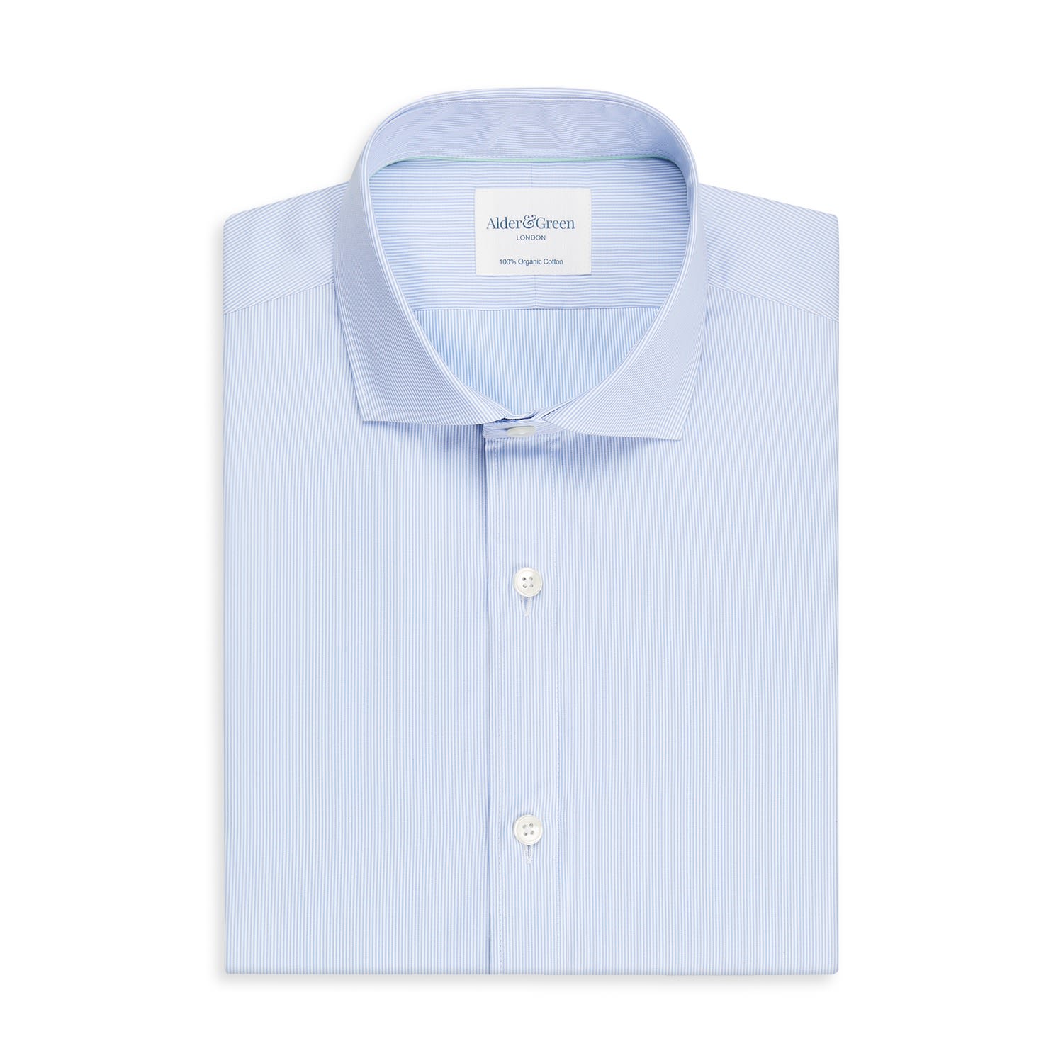 Men's Organic Blue Stripe Twill Shirt 15" Alder & Green