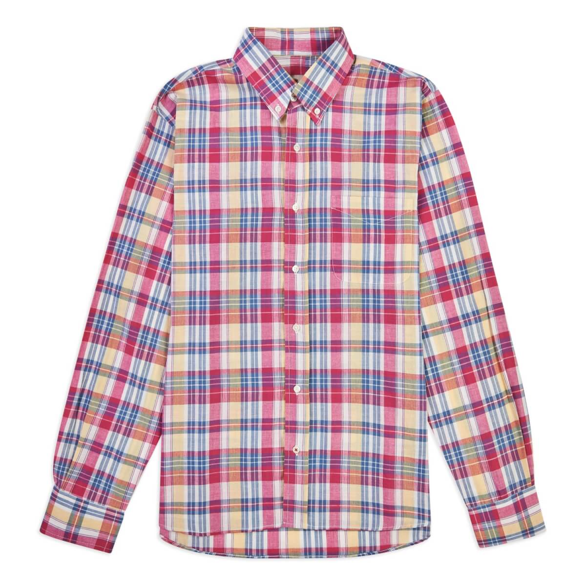 Men's Pink / Purple Madras Button Down Shirt - Pink Small Burrows & Hare