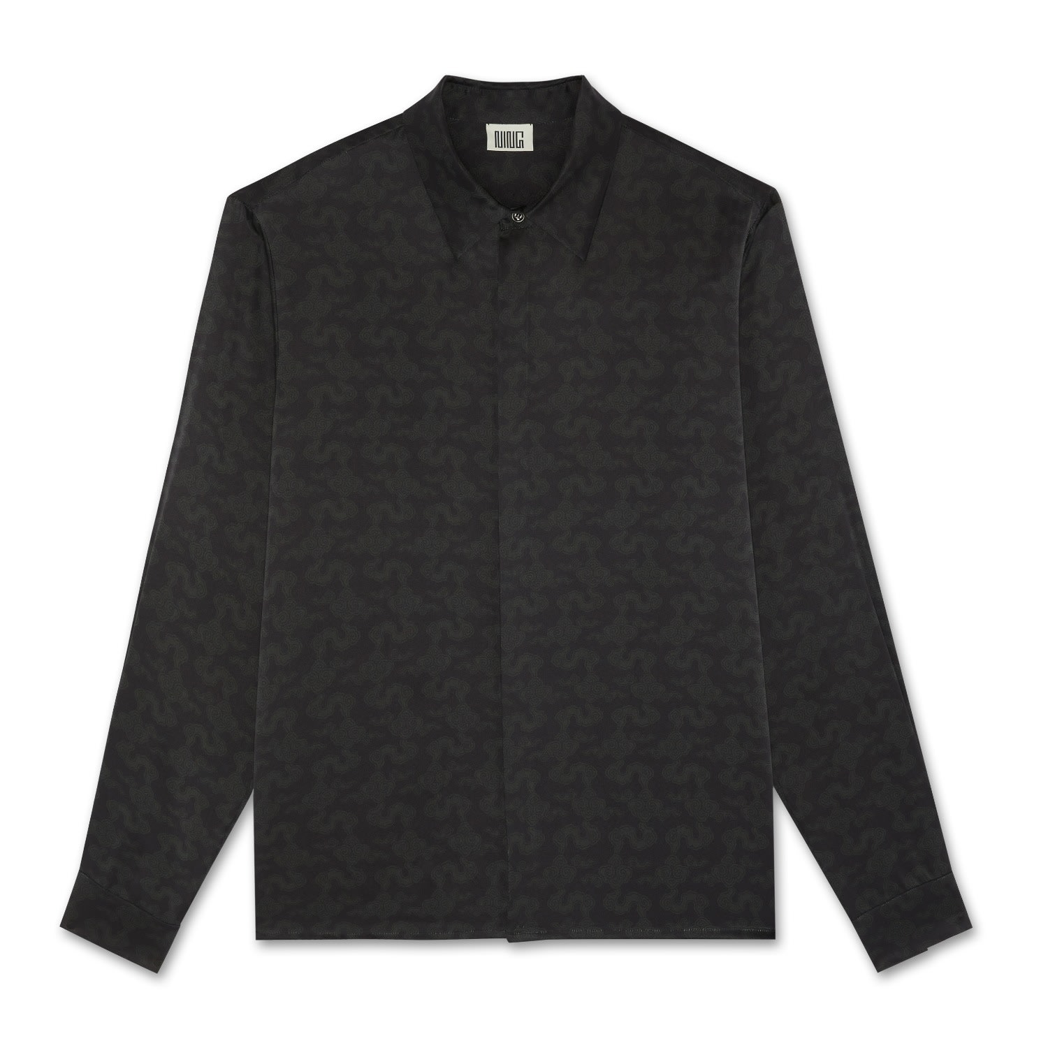Men's Resort Cloud Mulberry Silk Shirt Black Small Ning Dynasty