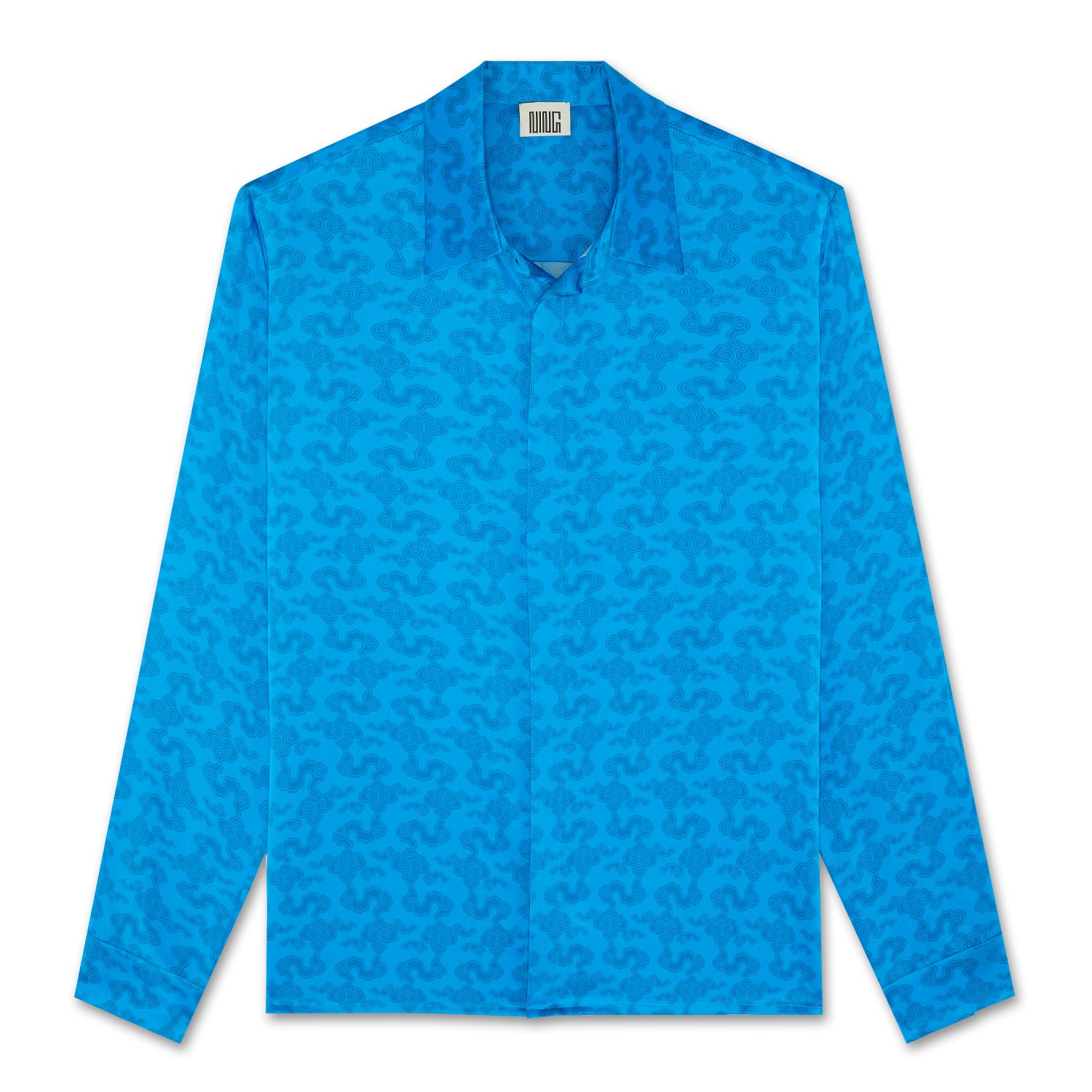 Men's Resort Cloud Mulberry Silk Shirt Blue Small Ning Dynasty