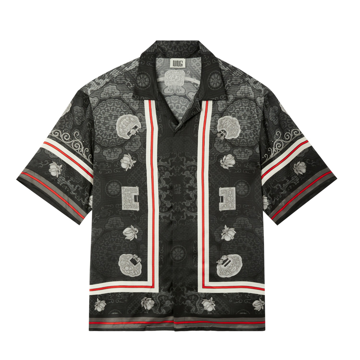 Men's Short Sleeve Imperial Locks Shirt Black Small Ning Dynasty