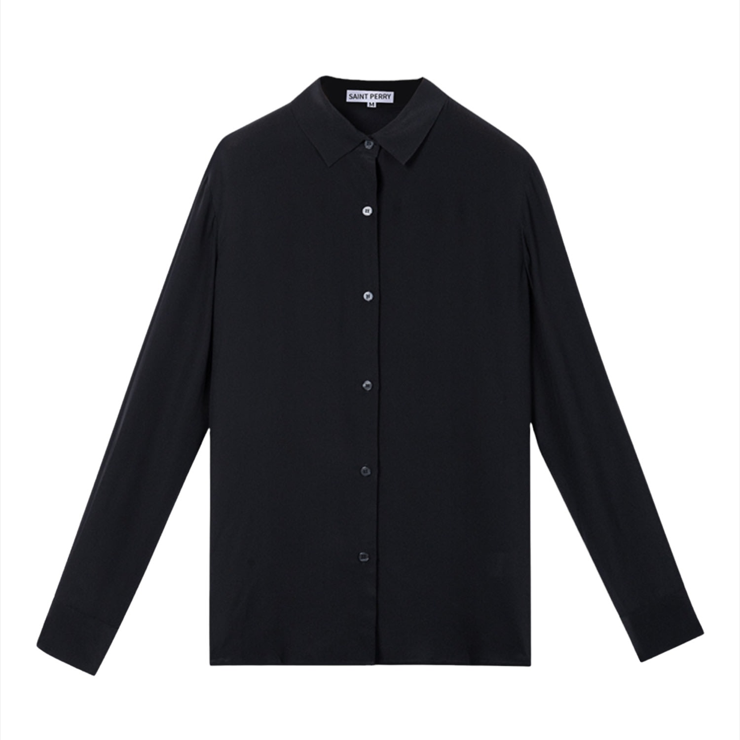 Men's Silk Shirt - Black Small SAINT PERRY