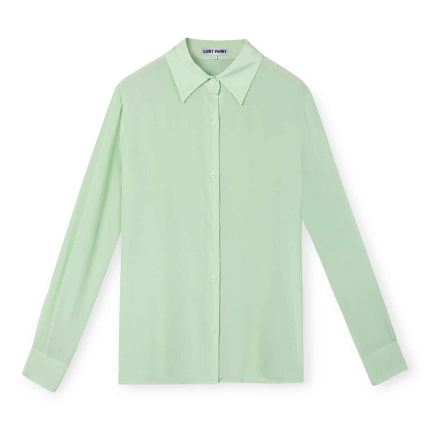 Men's Silk Shirt - Light Green Medium SAINT PERRY