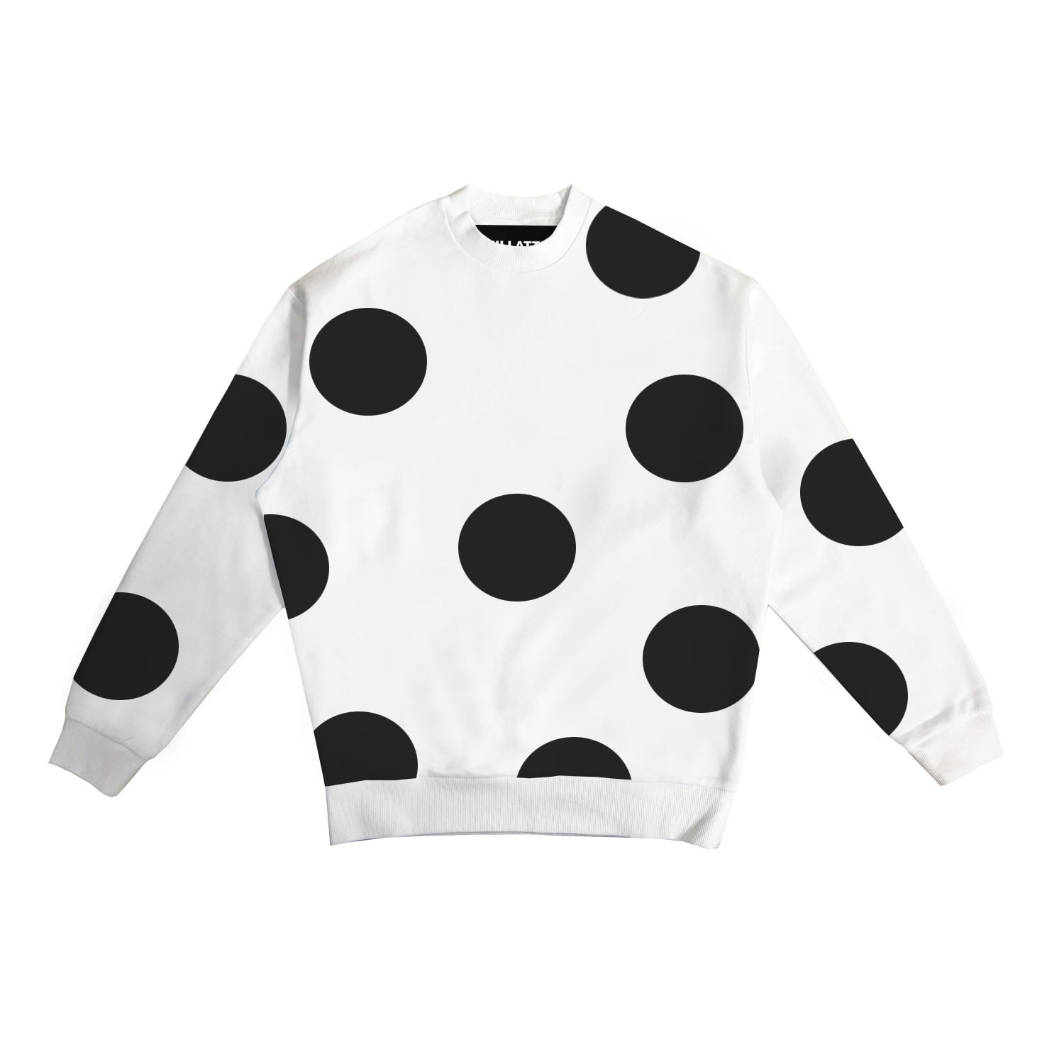 Men's White / Black White Sweatshirt With Black Polka Dots Extra Small Quillattire