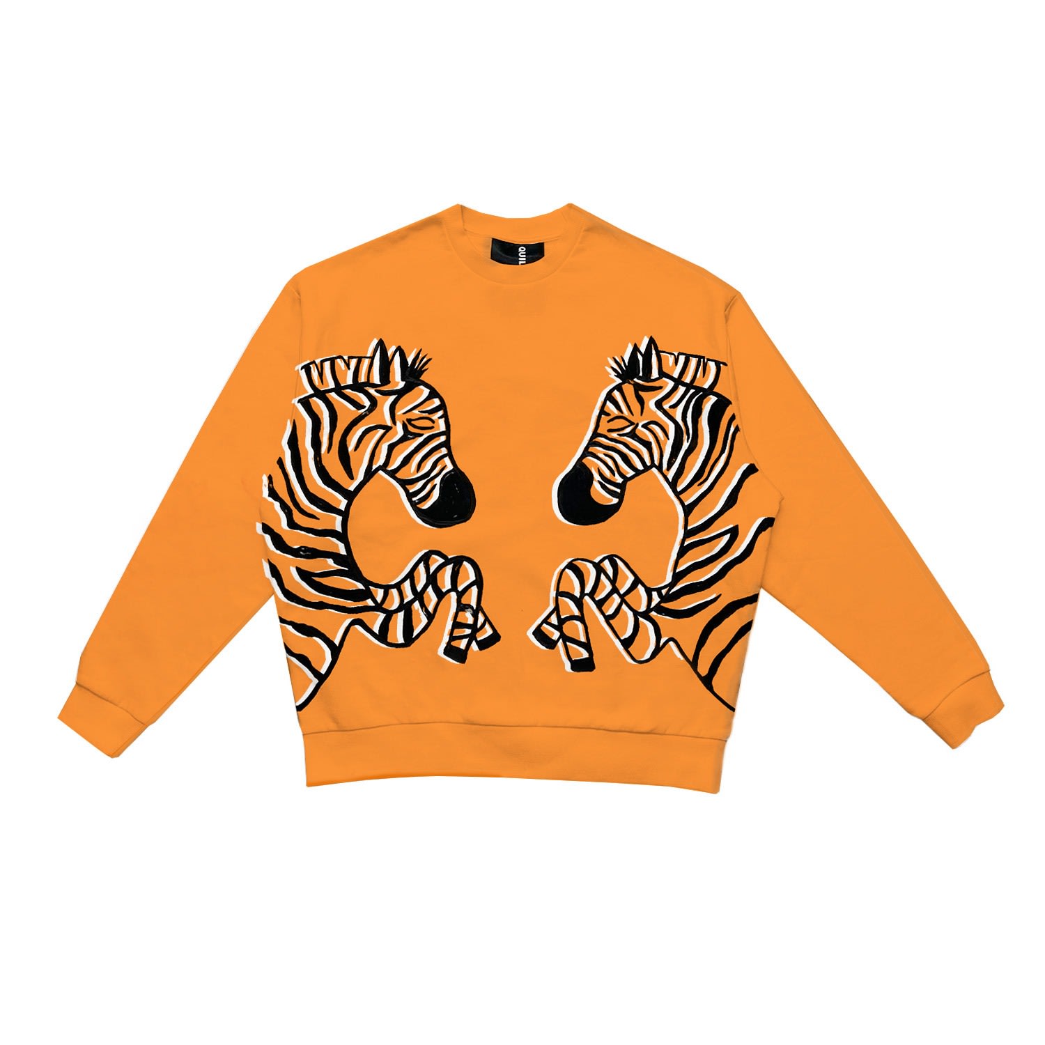 Men's White / Black / Yellow Orange Zebra Sweatshirt Extra Small Quillattire