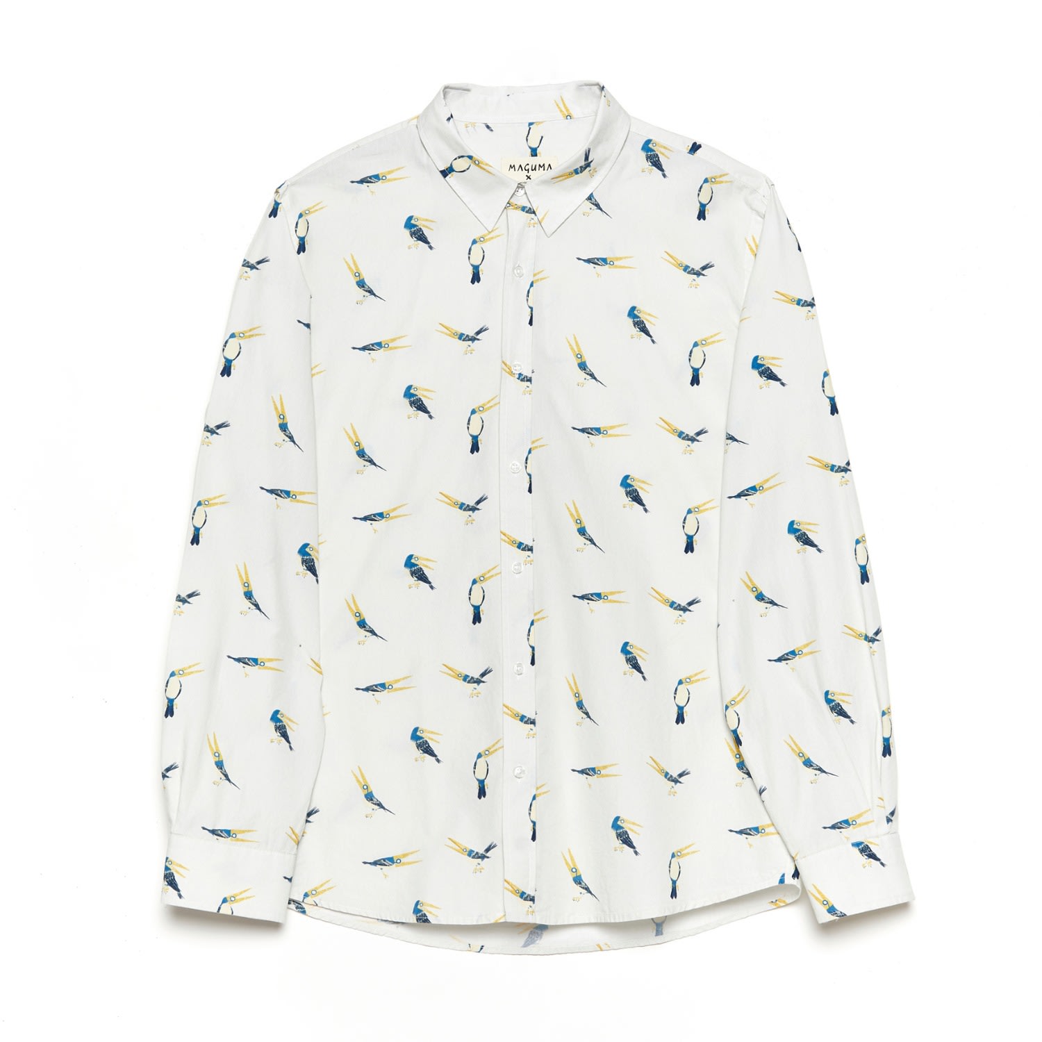 Men's White Magu-Pin Shirt By Maguma Small TIWEL