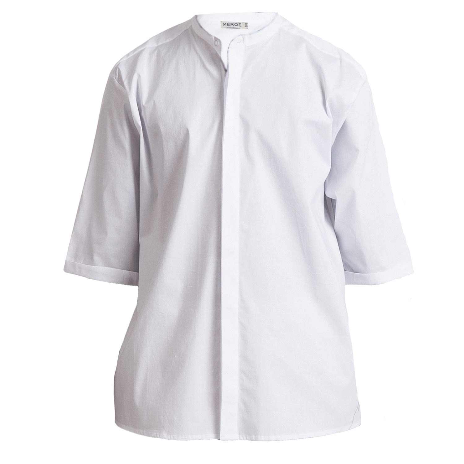 Men's White Oversized Grand Collar Shirt Medium MEROË
