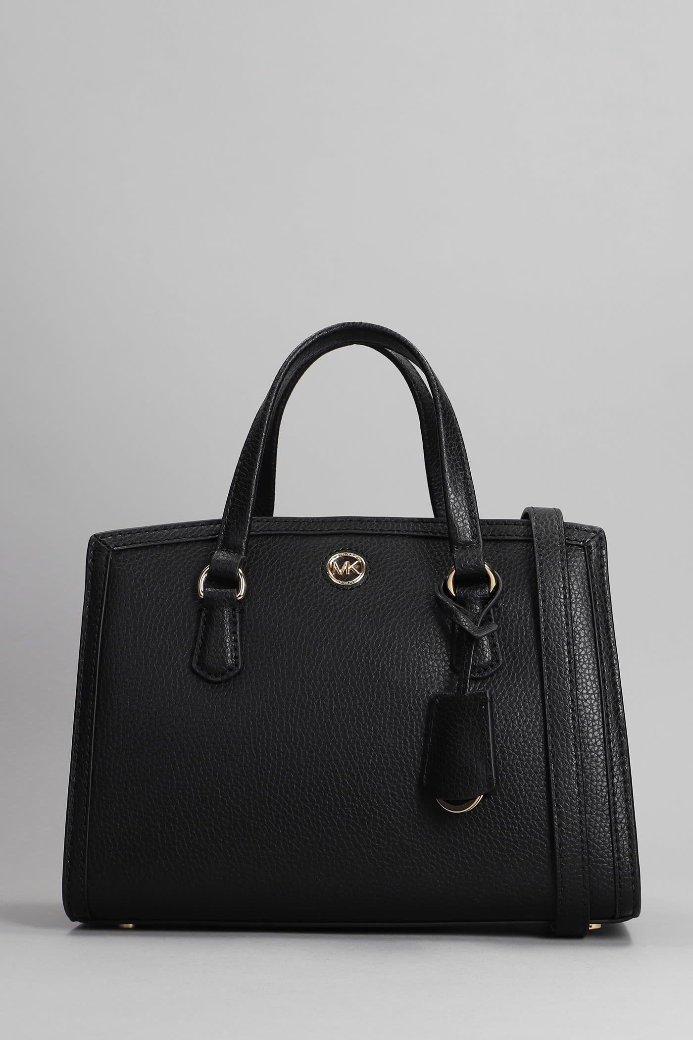 Michael Kors Chantal Hand Bag In Black Leather
