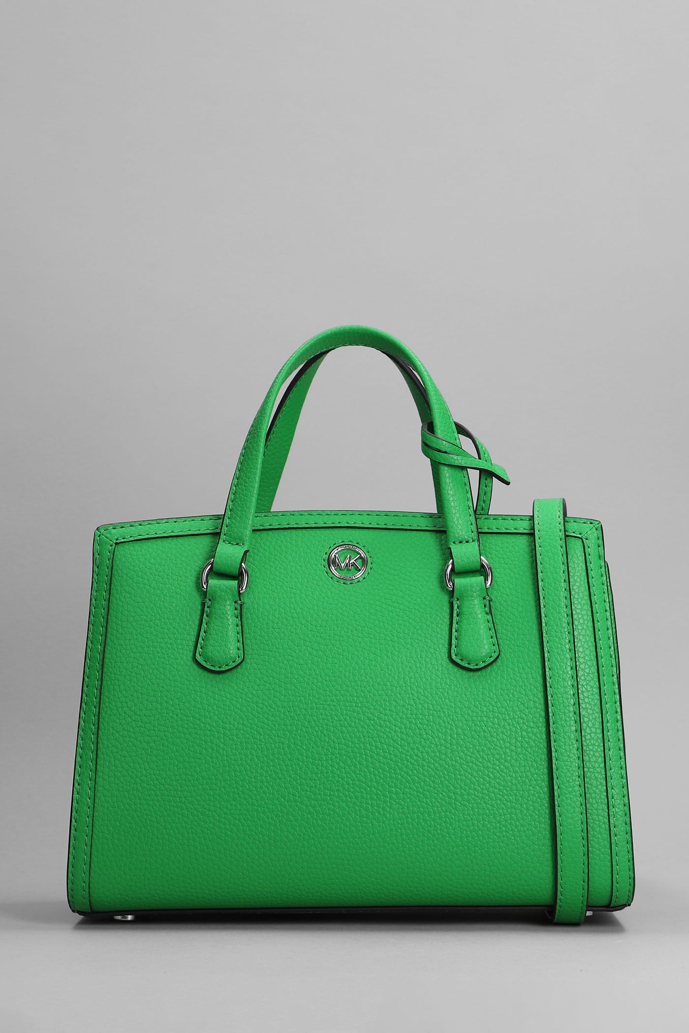 Michael Kors Chantal Hand Bag In Green Leather
