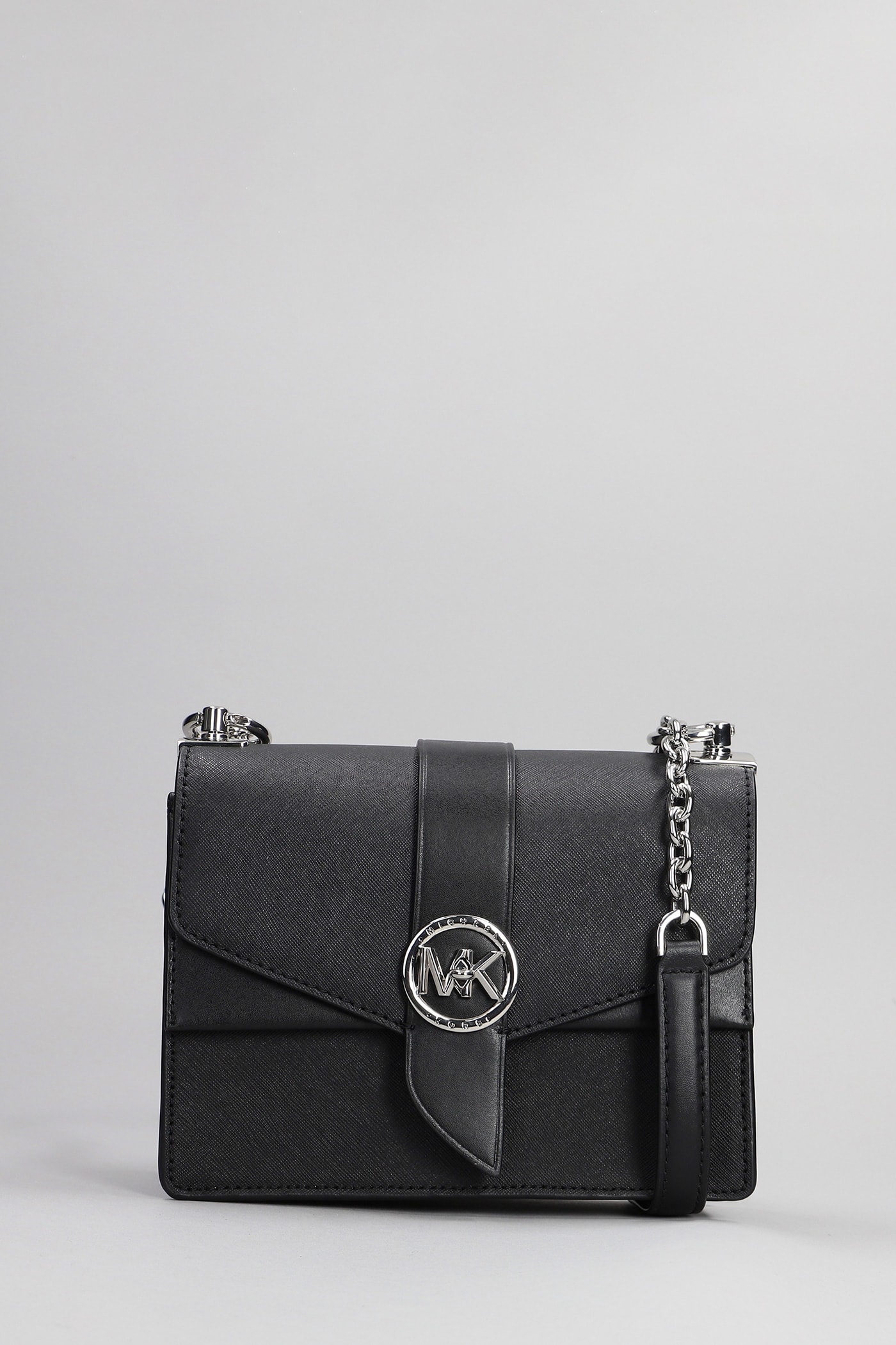 Michael Kors Greenwich Shoulder Bag In Black Leather