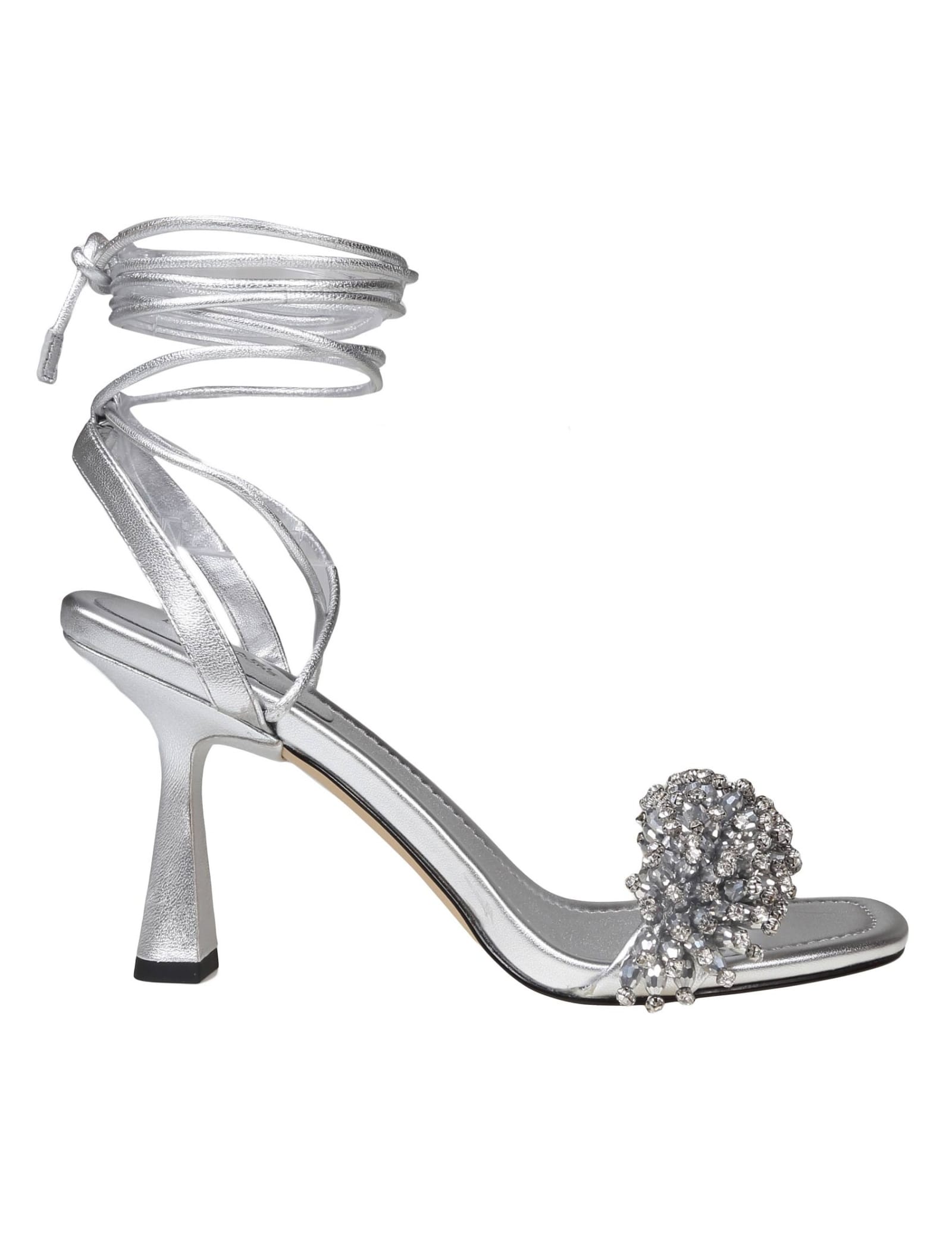 Michael Kors Lucia Sandal In Silver Leather