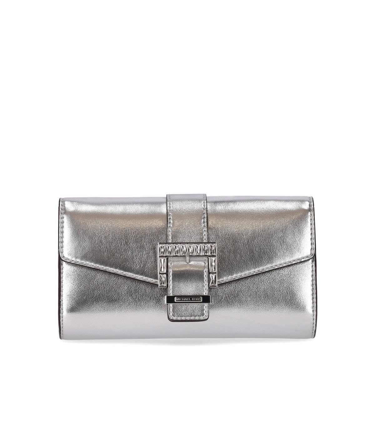 Michael Kors Penelope Silver Clutch Bag