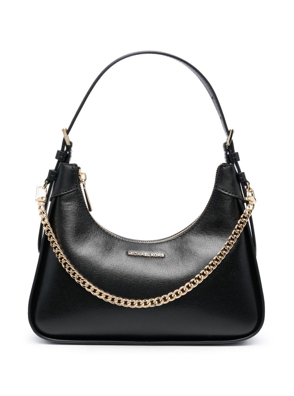 Michael Michael Kors Black Wilma Shoulder Bag With Gold-Tone Chain In Leather Woman
