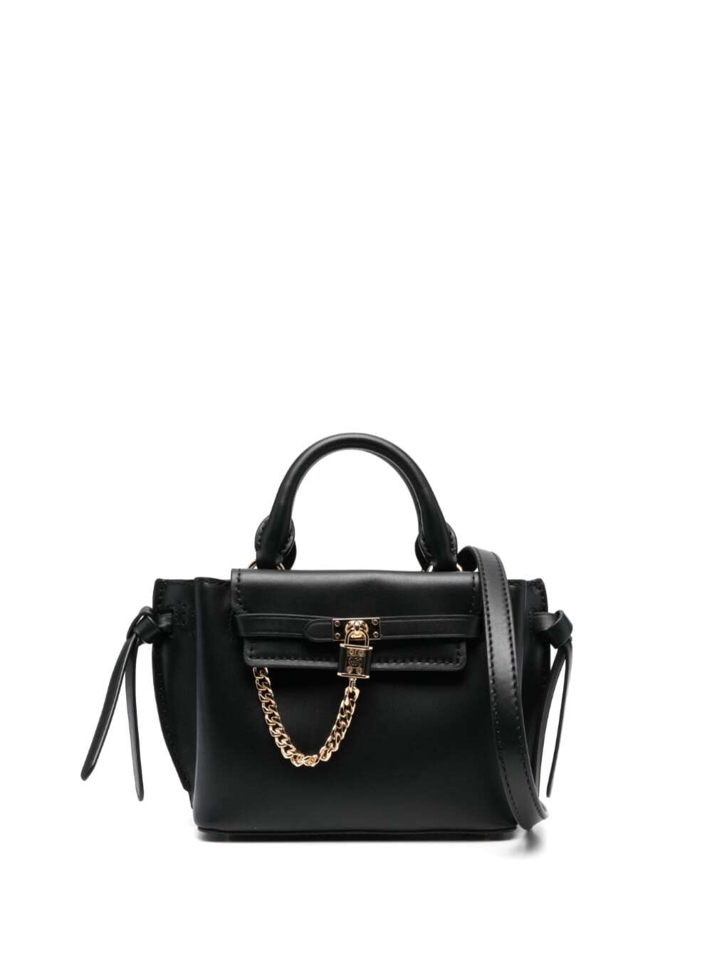 Michael Michael Kors Hamilton Legacy Small Black Shoulder Bag With Branded Padlock In Smooth Leather Woman