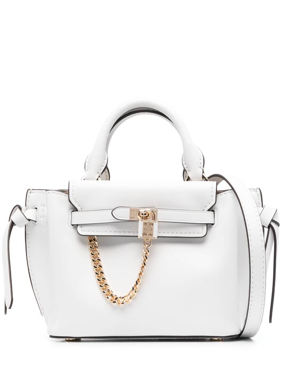Michael Michael Kors Hamilton Legacy Small White Shoulder Bag With Branded Padlock In Smooth Leather Woman