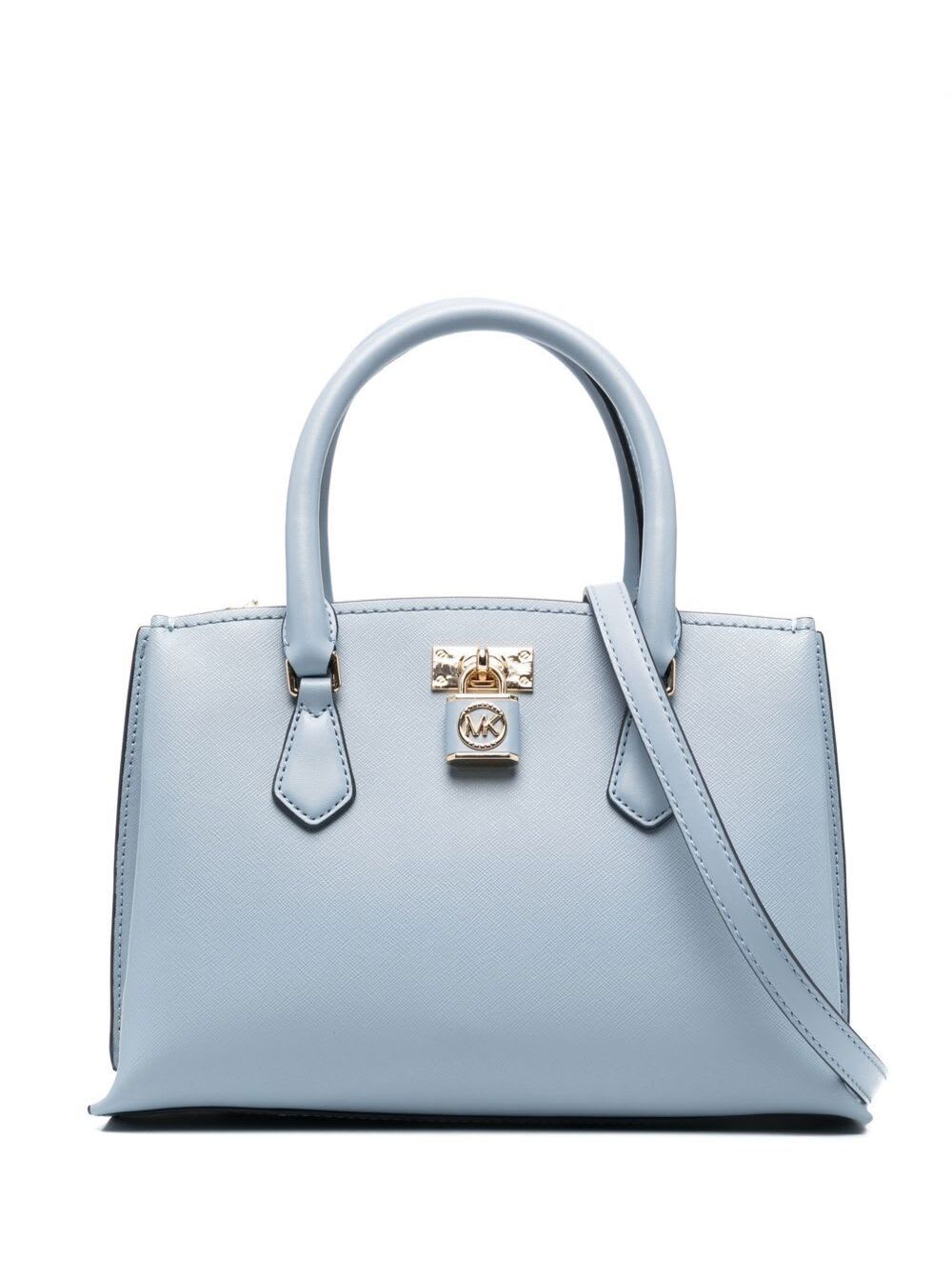 Michael Michael Kors Light Blue Ruby Messenger Bag With Lock Detailing In Saffiano Leather Woman