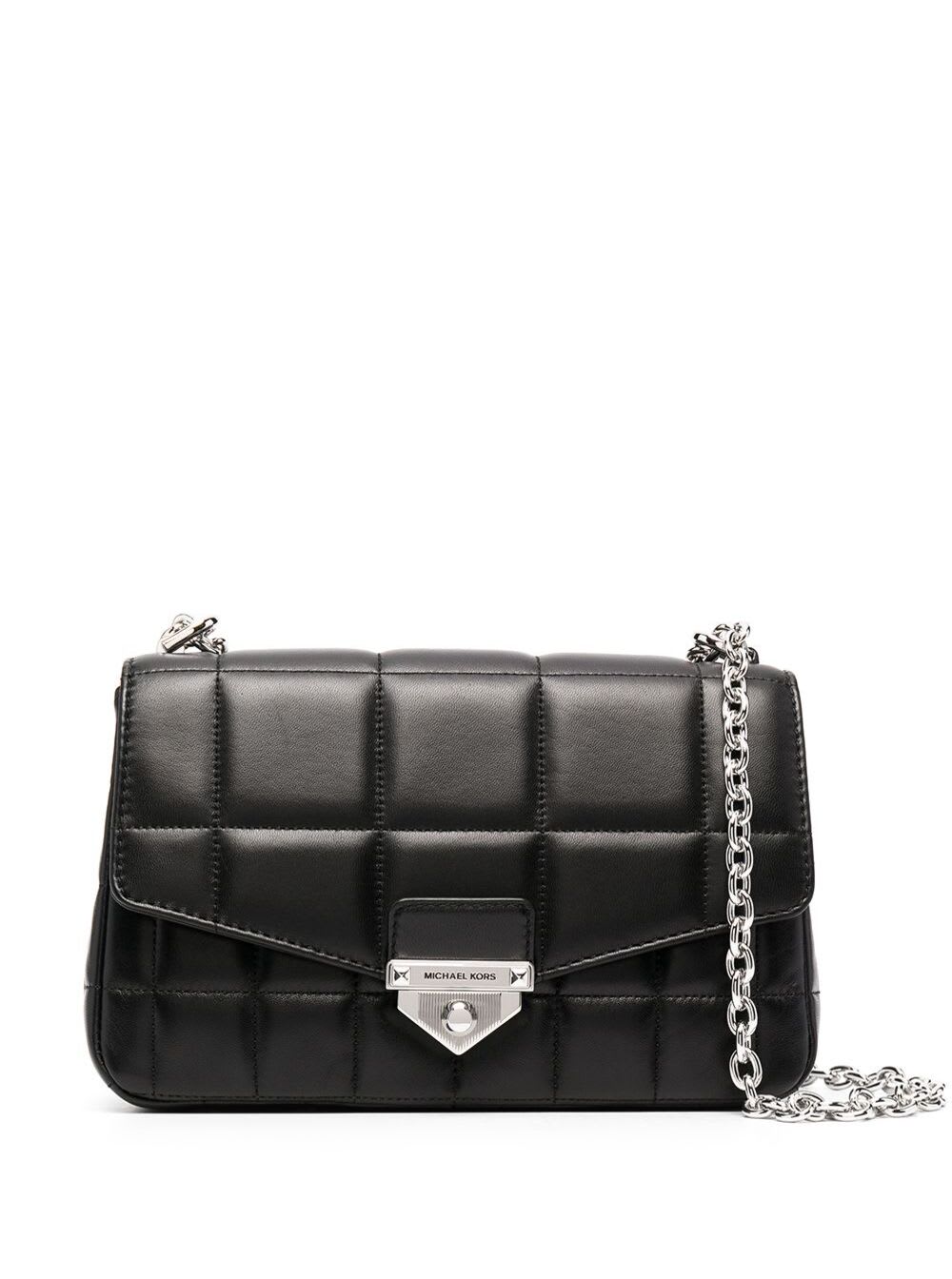 Michael Michael Kors Soho Black Quilted Leather Shoulder Bag With Silver Details Woman