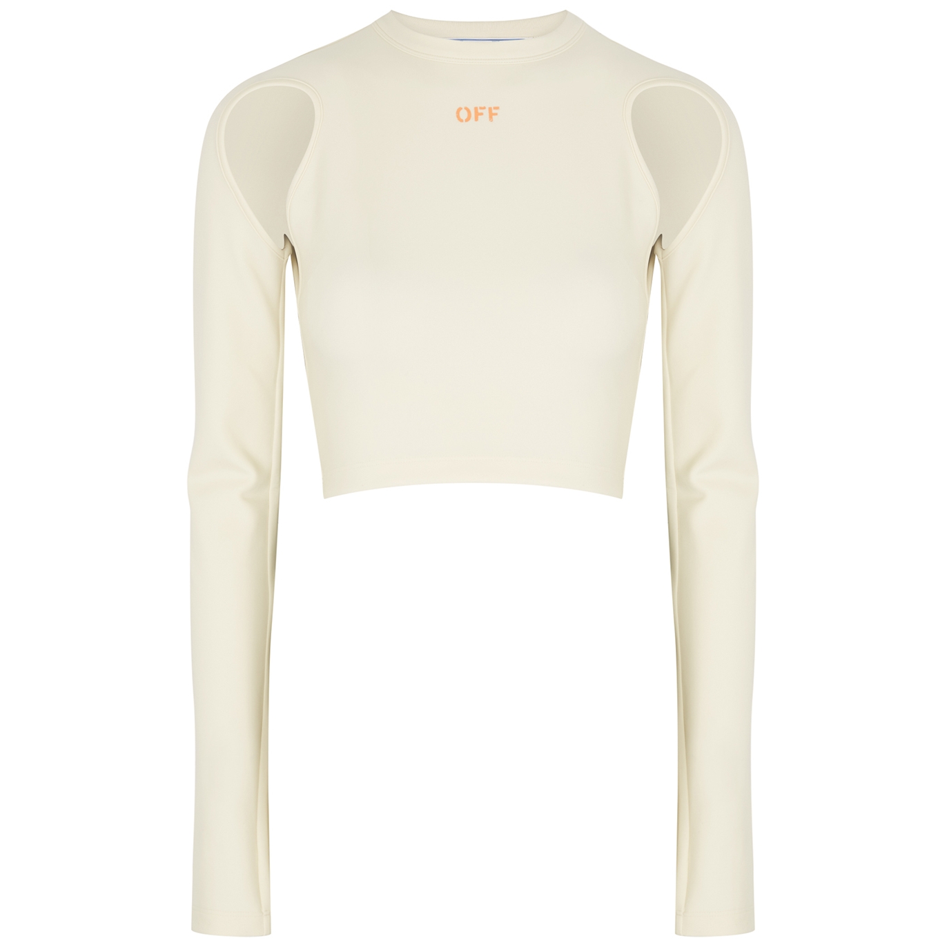 Off-White Cut-out Cropped Stretch-jersey Top - 12