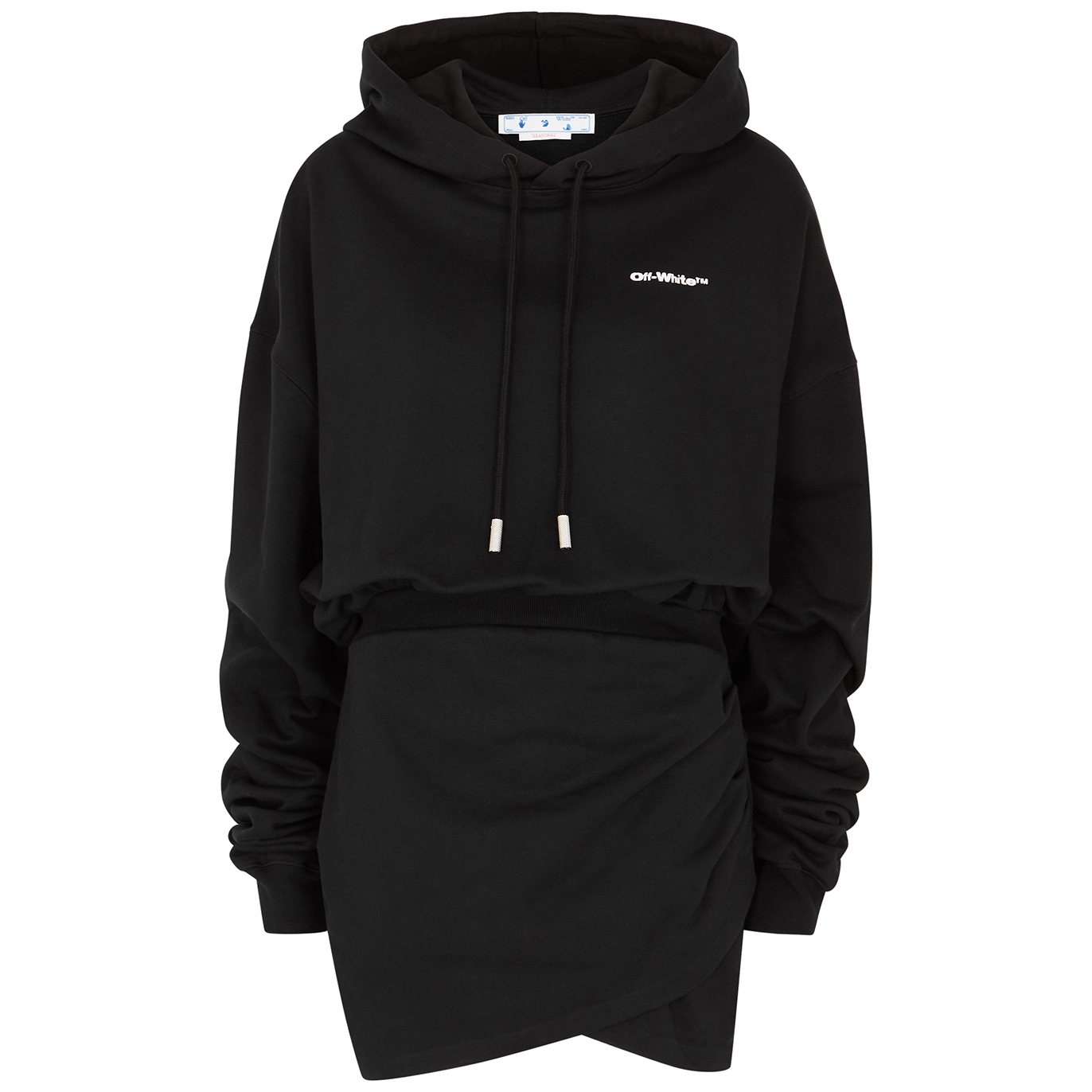 Off-White For All Hooded Cotton Sweatshirt Dress - Black And White - M