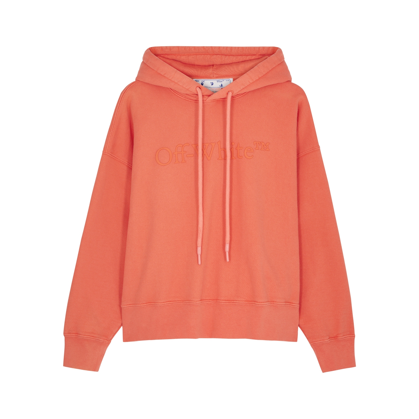 Off-White Laundry Logo Hooded Cotton Sweatshirt - Coral - XL